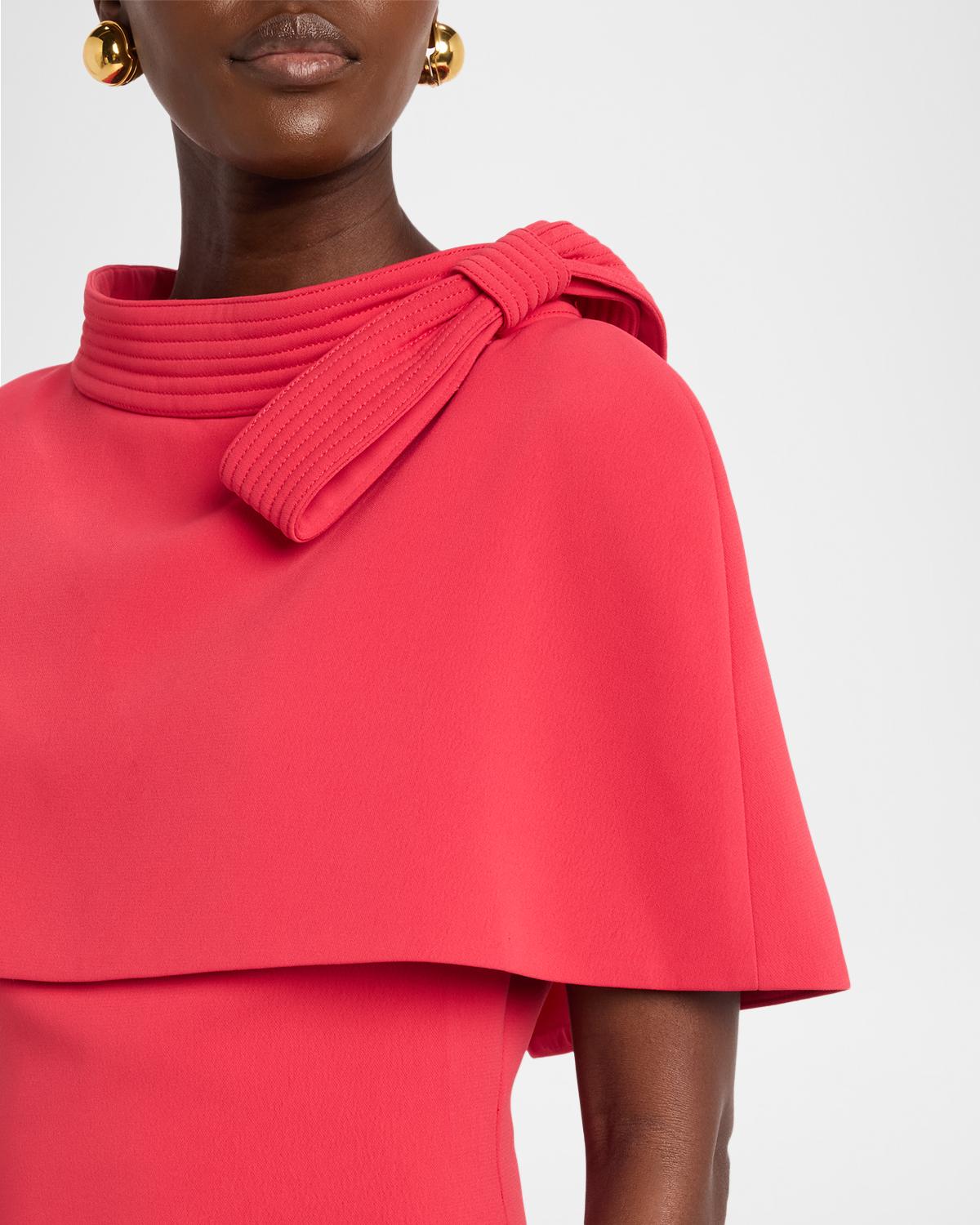 Bodycon Funnel-Neck Capelet Midi Dress - thumbnail 10