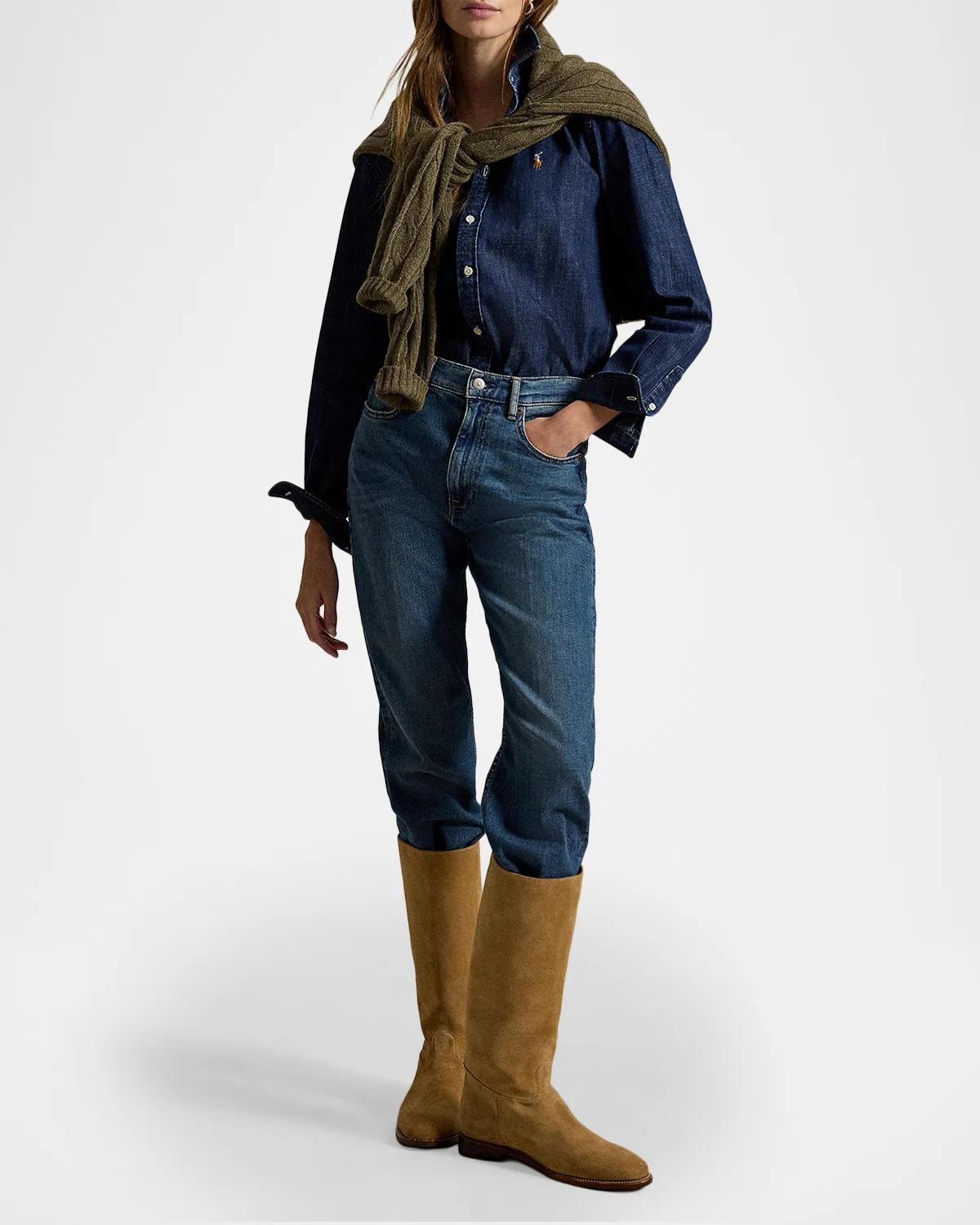 Button-Down Cotton Denim Shirt - thumbnail 2