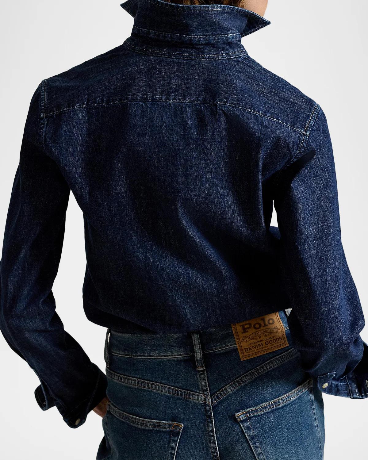 Button-Down Cotton Denim Shirt - thumbnail 3