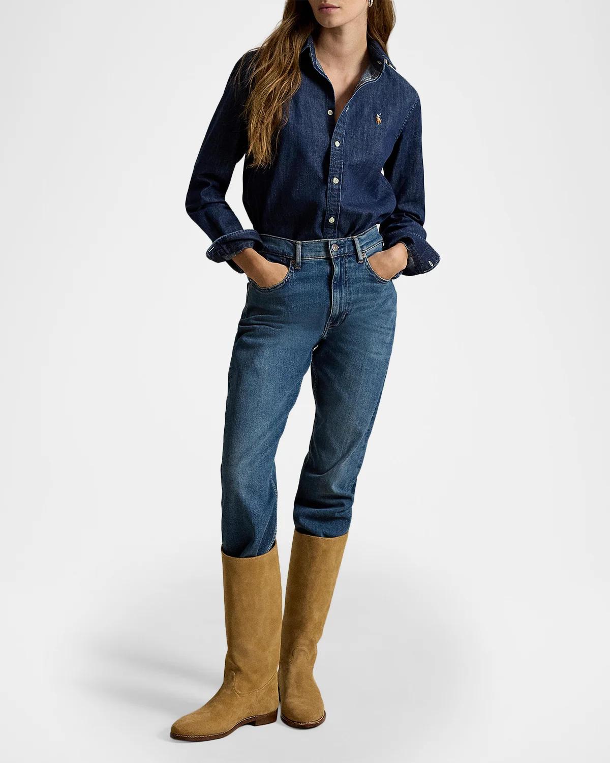 Button-Down Cotton Denim Shirt - thumbnail 4