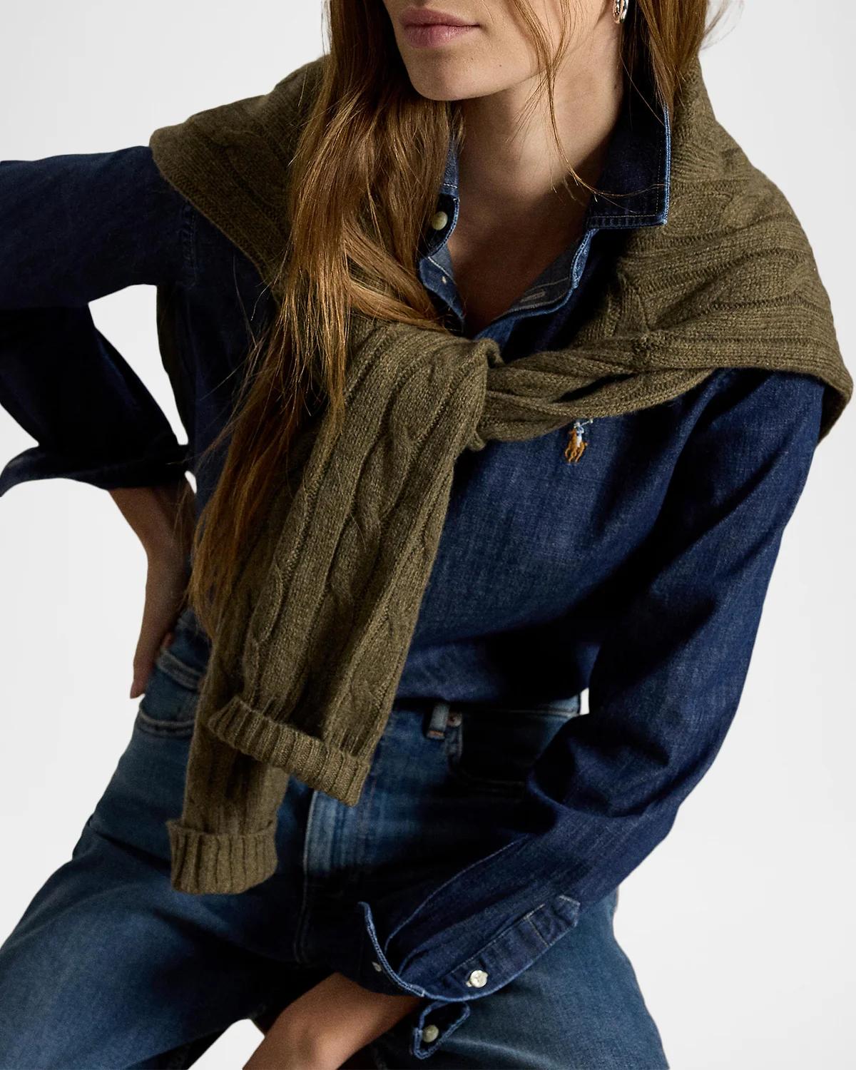 Button-Down Cotton Denim Shirt - thumbnail 5