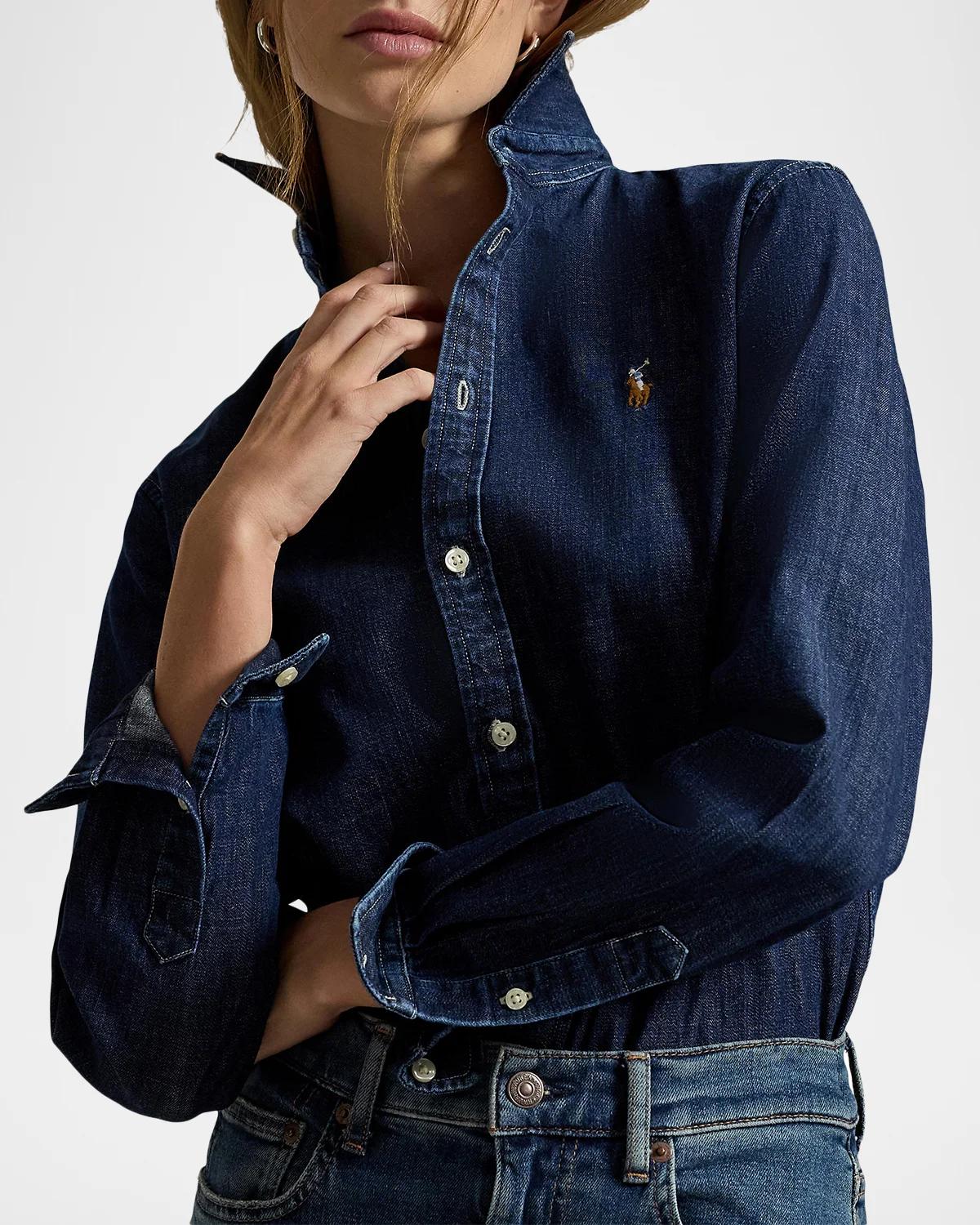 Button-Down Cotton Denim Shirt - thumbnail 6