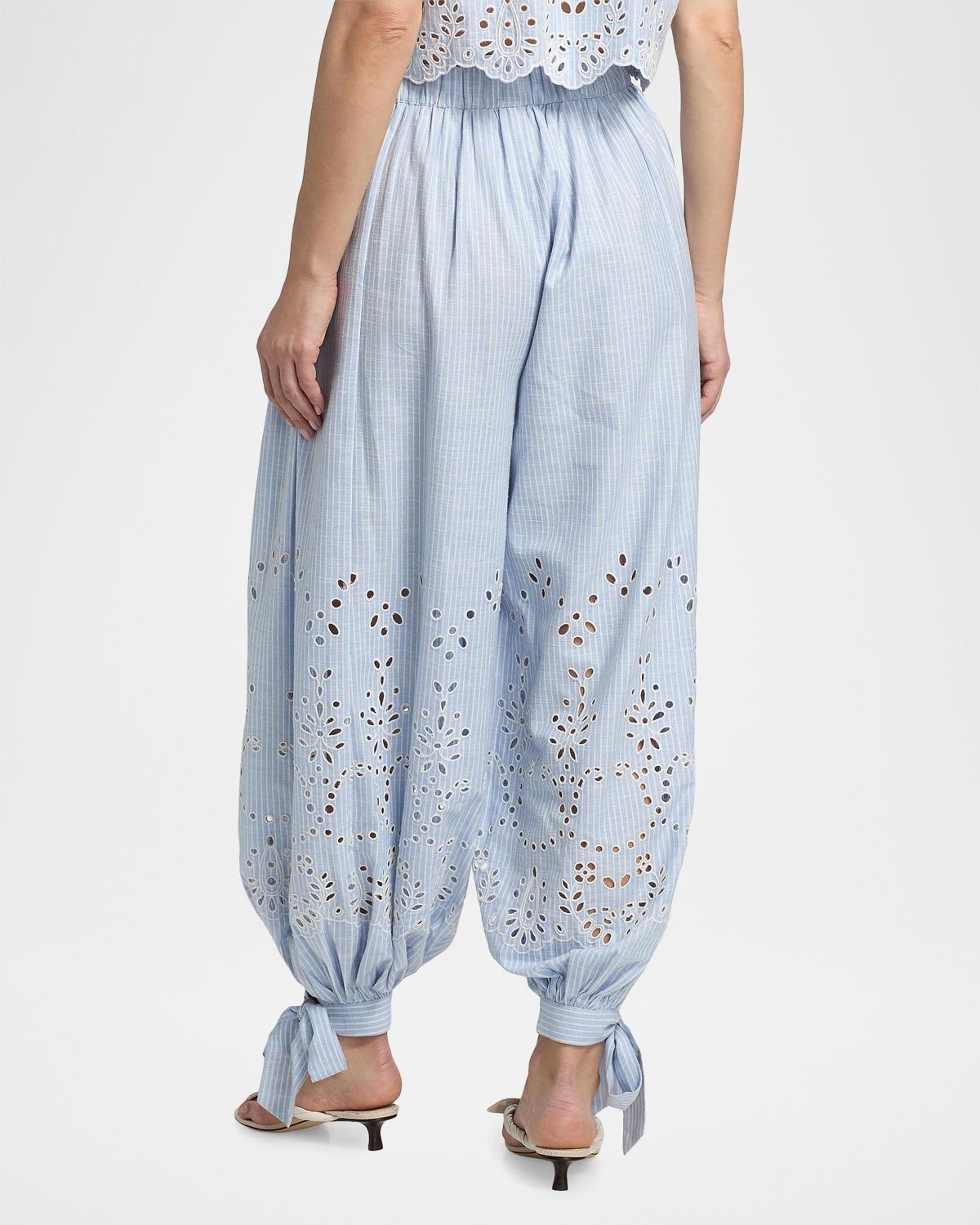 Eyelet Striped Cotton-Blend Harem Pants - thumbnail 3