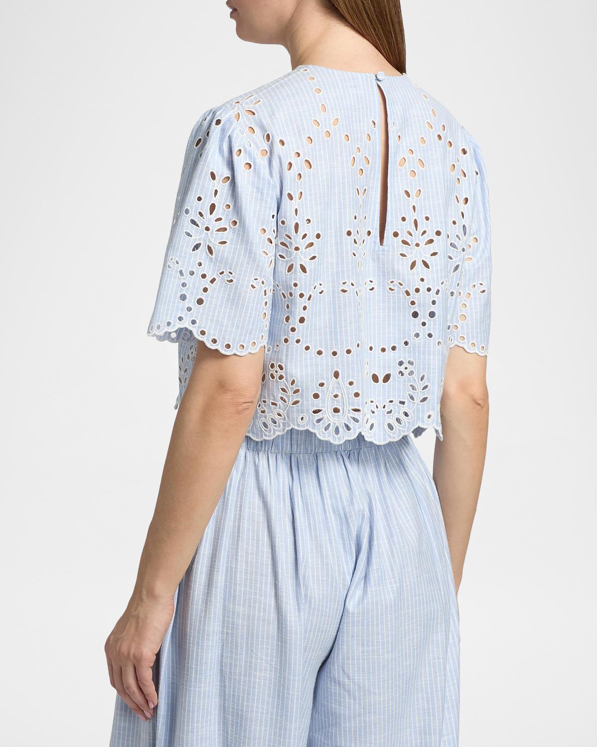 Eyelet Cotton-Blend Top - thumbnail 3