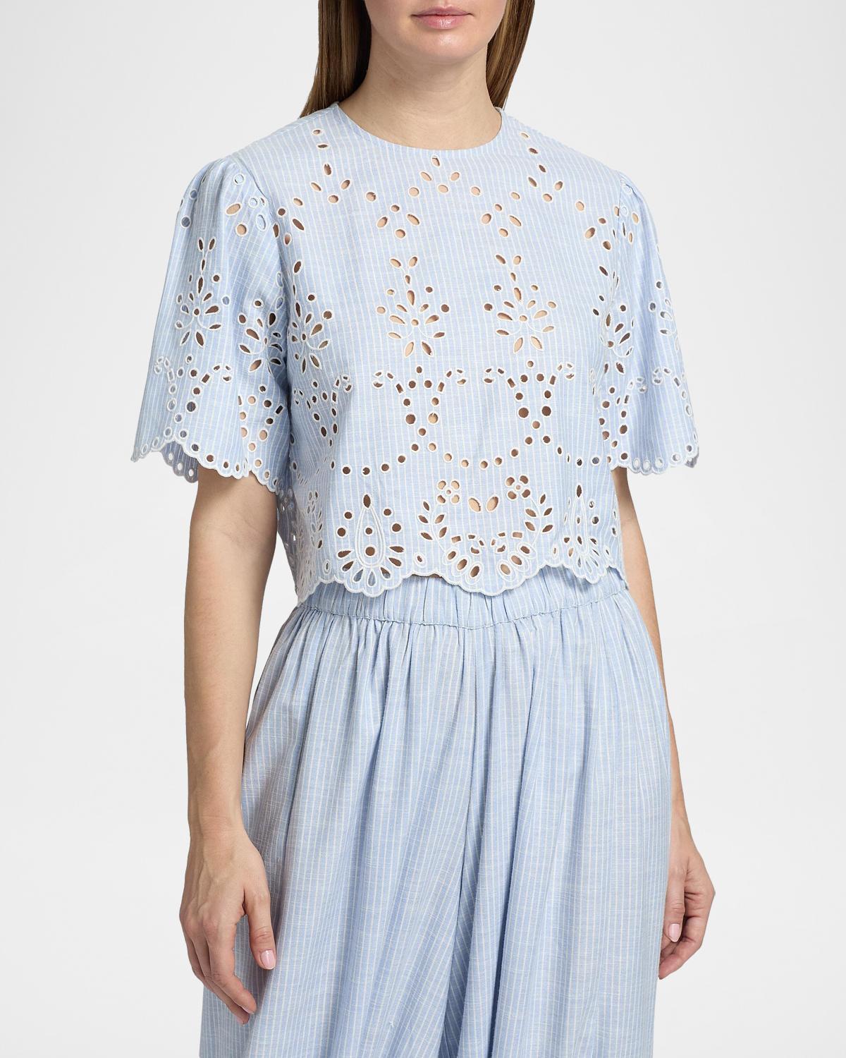 Eyelet Cotton-Blend Top - thumbnail 4
