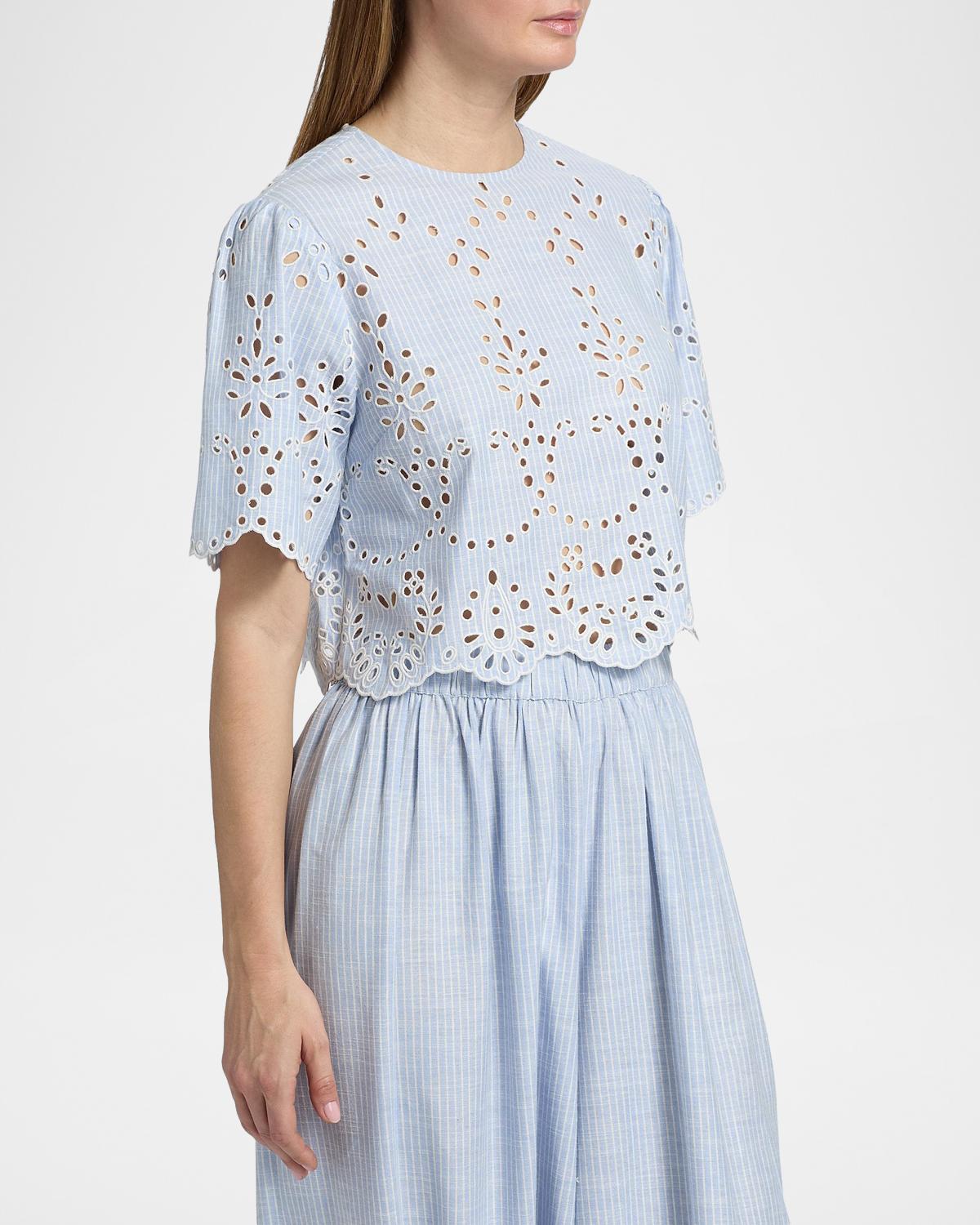 Eyelet Cotton-Blend Top - thumbnail 6