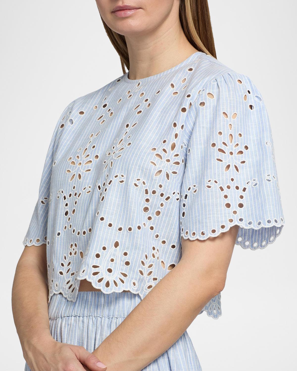 Eyelet Cotton-Blend Top - thumbnail 7