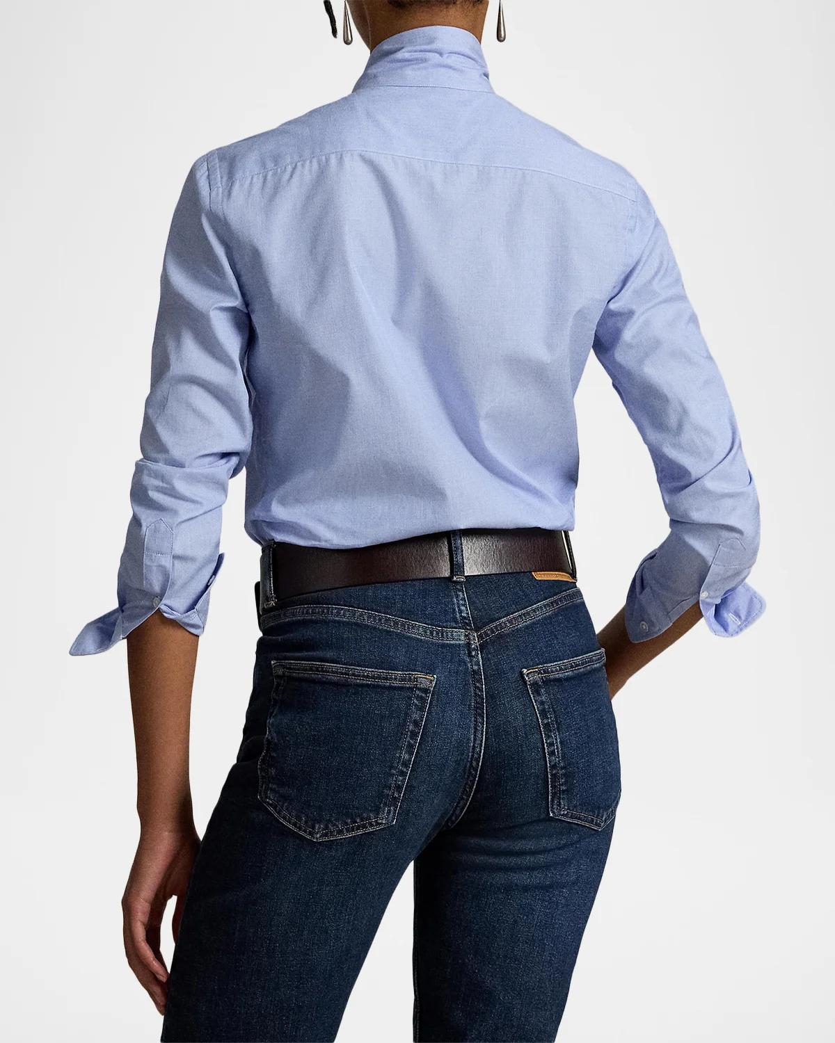 Slim-Fit Cotton Tie-Neck Shirt - thumbnail 3