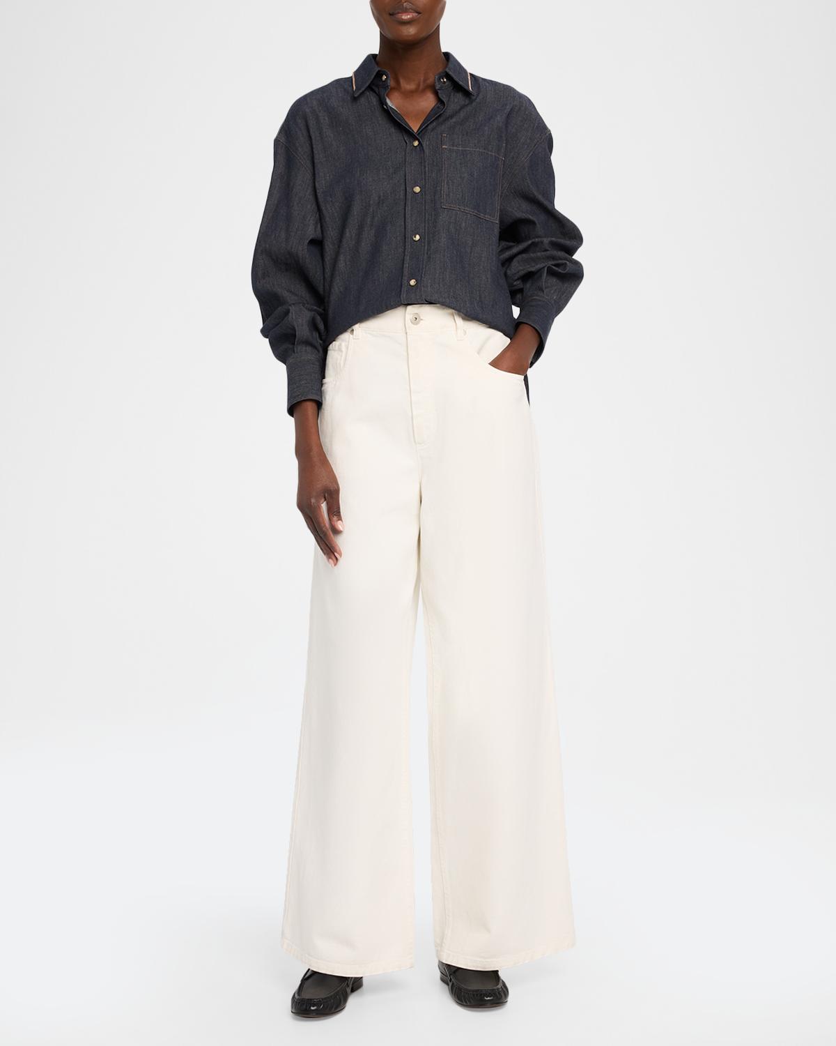Authentic Denim Relaxed Wide-Leg Jeans With Monili - thumbnail 2
