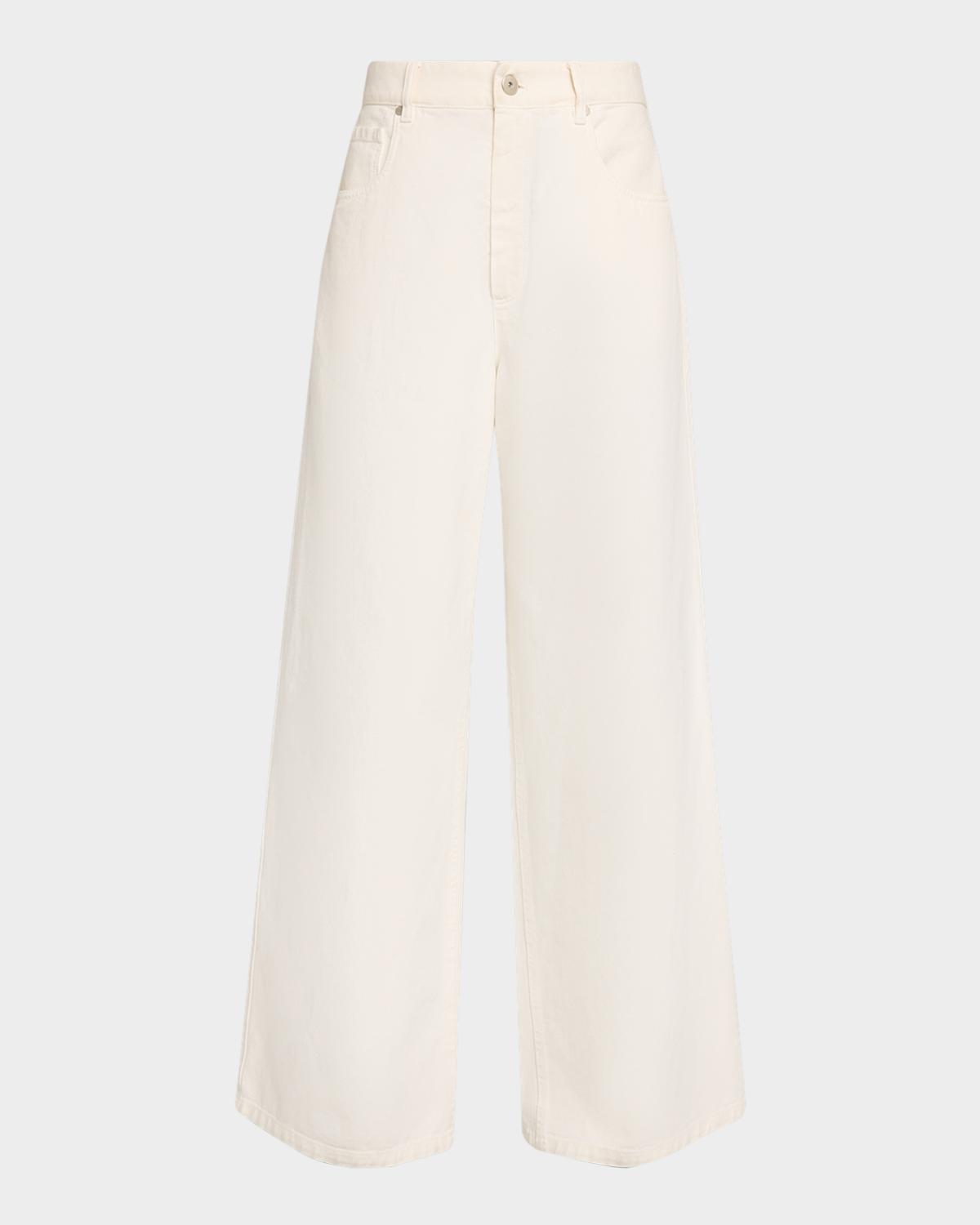 Authentic Denim Relaxed Wide-Leg Jeans With Monili