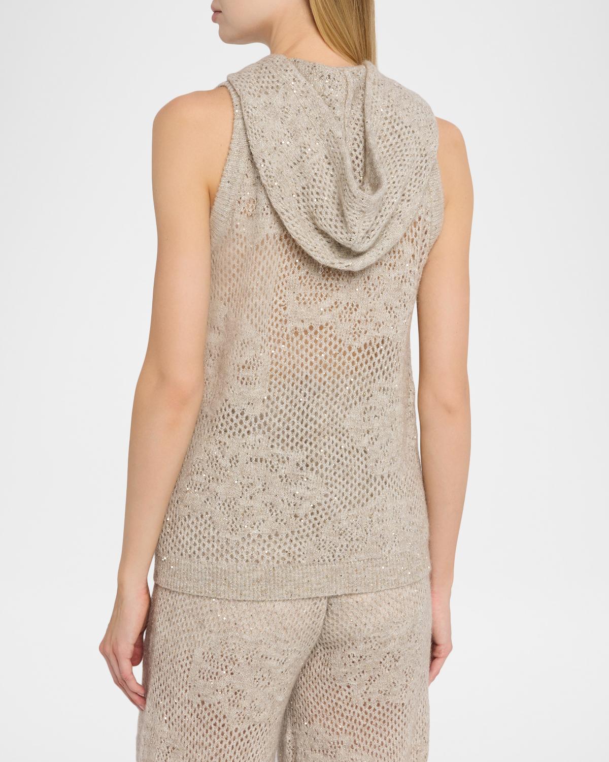 Dazzling Water Lillies Knit Hooded Vest - thumbnail 3
