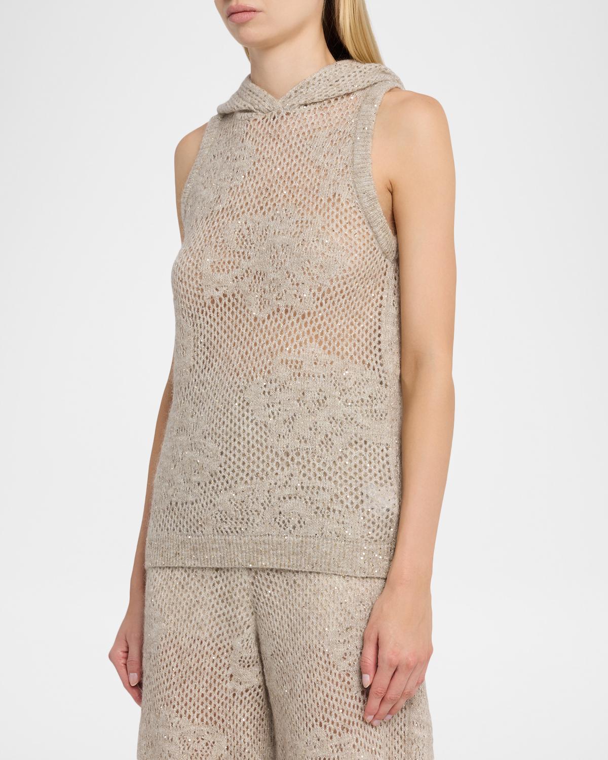Dazzling Water Lillies Knit Hooded Vest - thumbnail 4