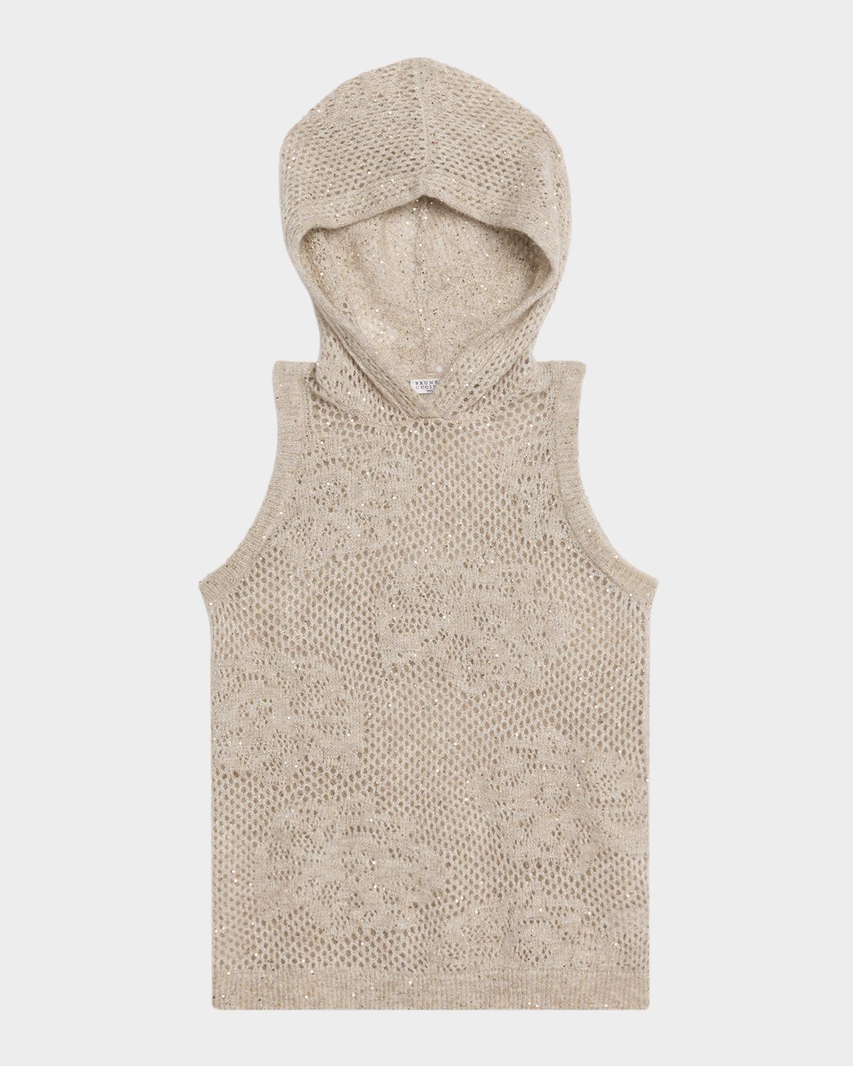 Dazzling Water Lillies Knit Hooded Vest