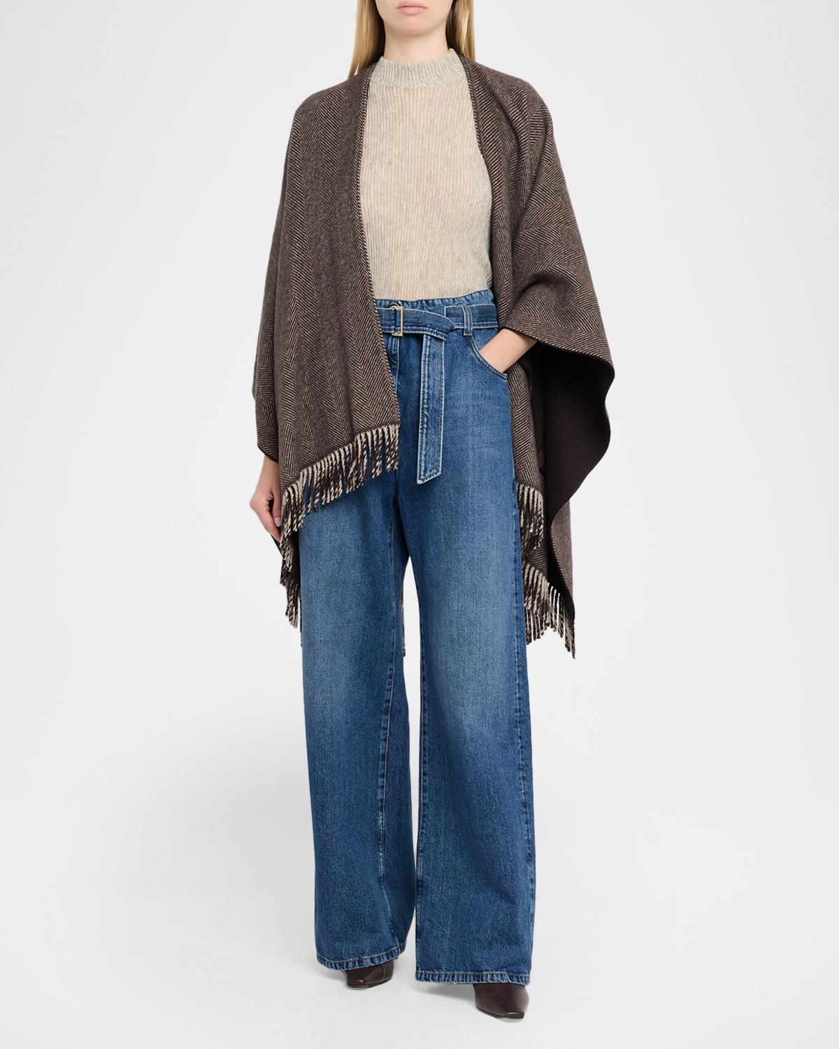 Mock-Neck Metallic Silk-Wool Short-Sleeve Sweater - thumbnail 2