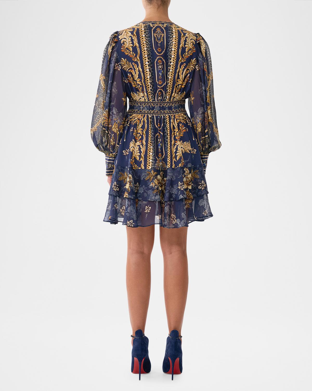Cloaked in Baroque Tiered Button-Front Mini Dress - thumbnail 3