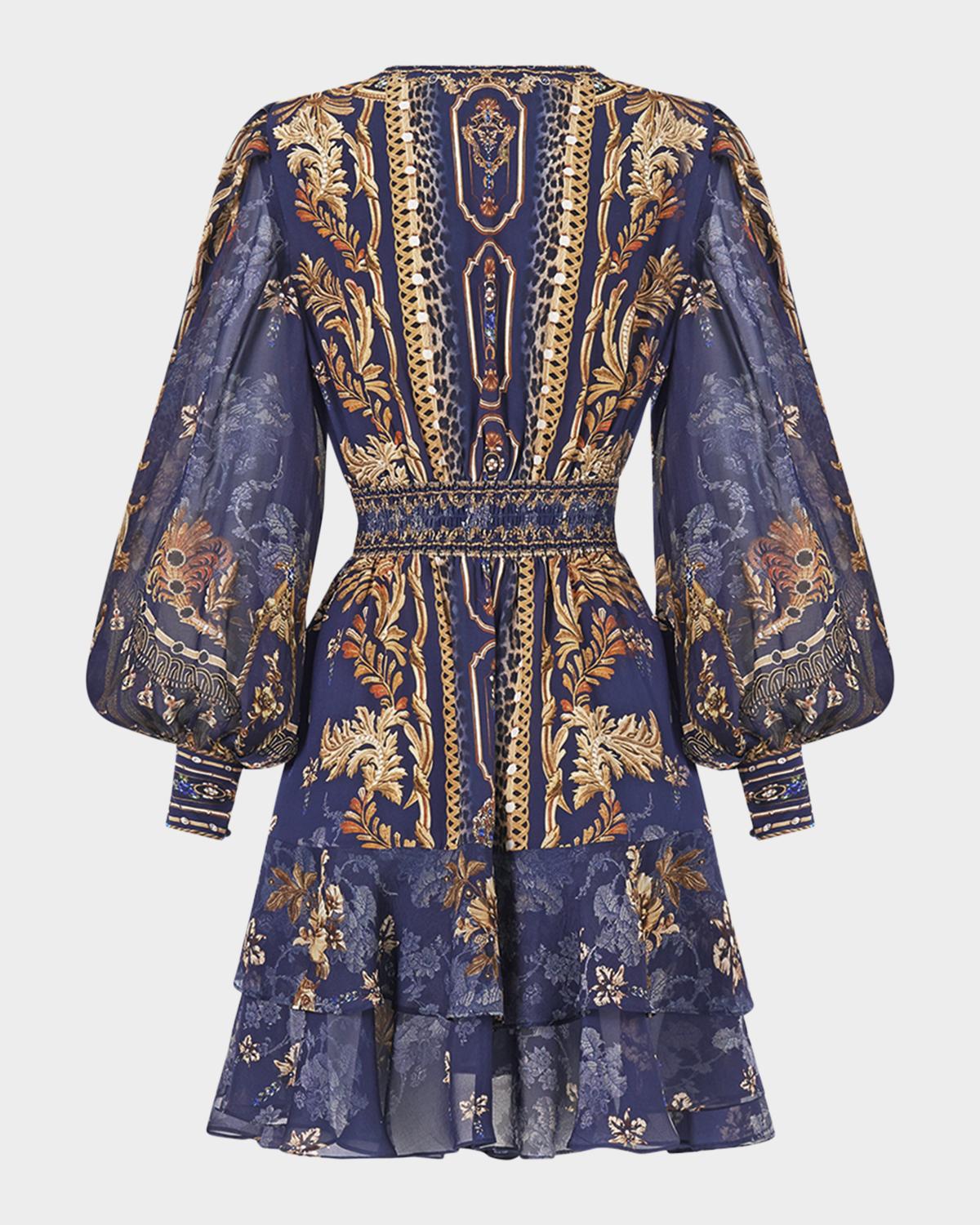 Cloaked in Baroque Tiered Button-Front Mini Dress - thumbnail 5