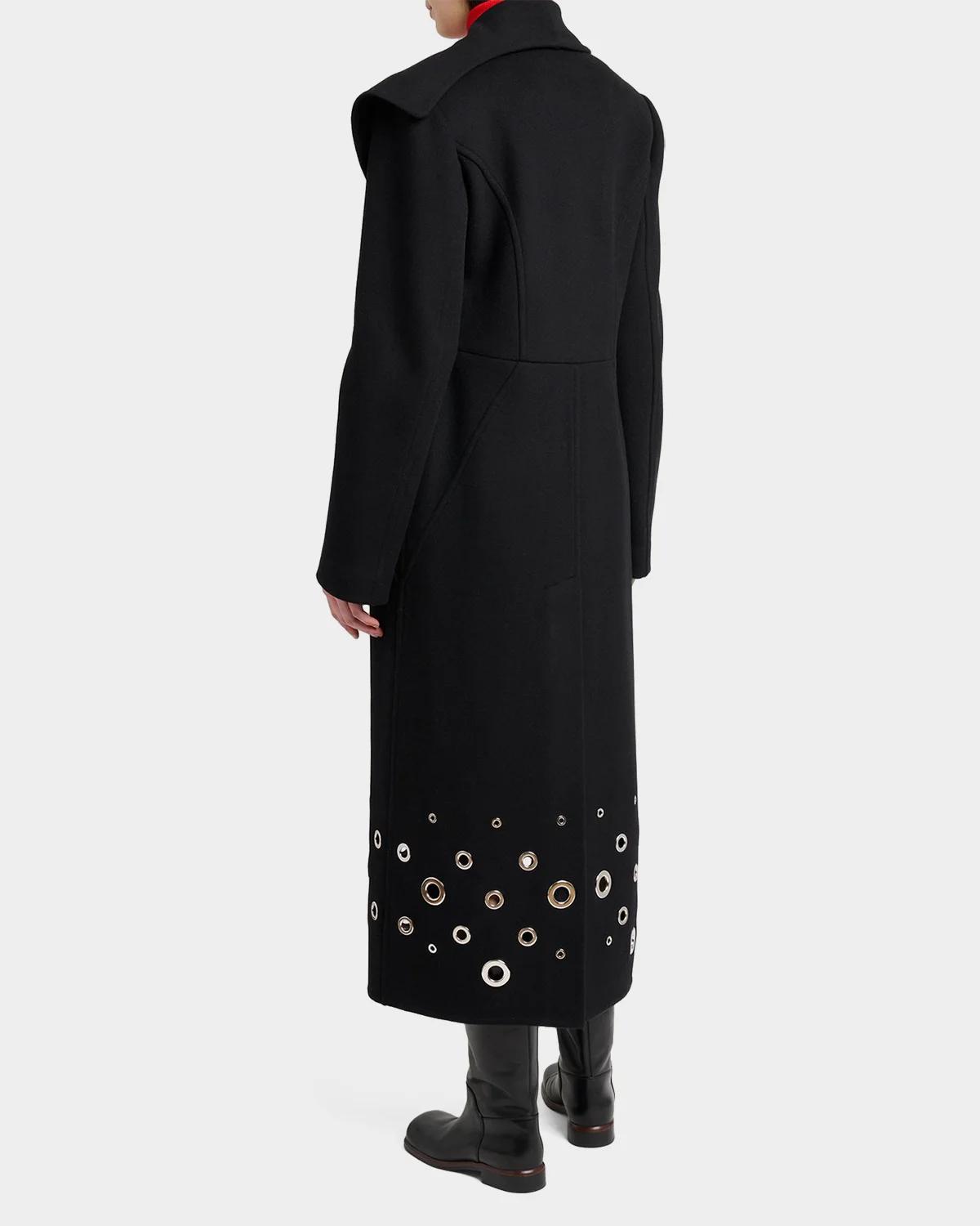 Alix Embellished Compact Melton Wool Long Coat - thumbnail 3