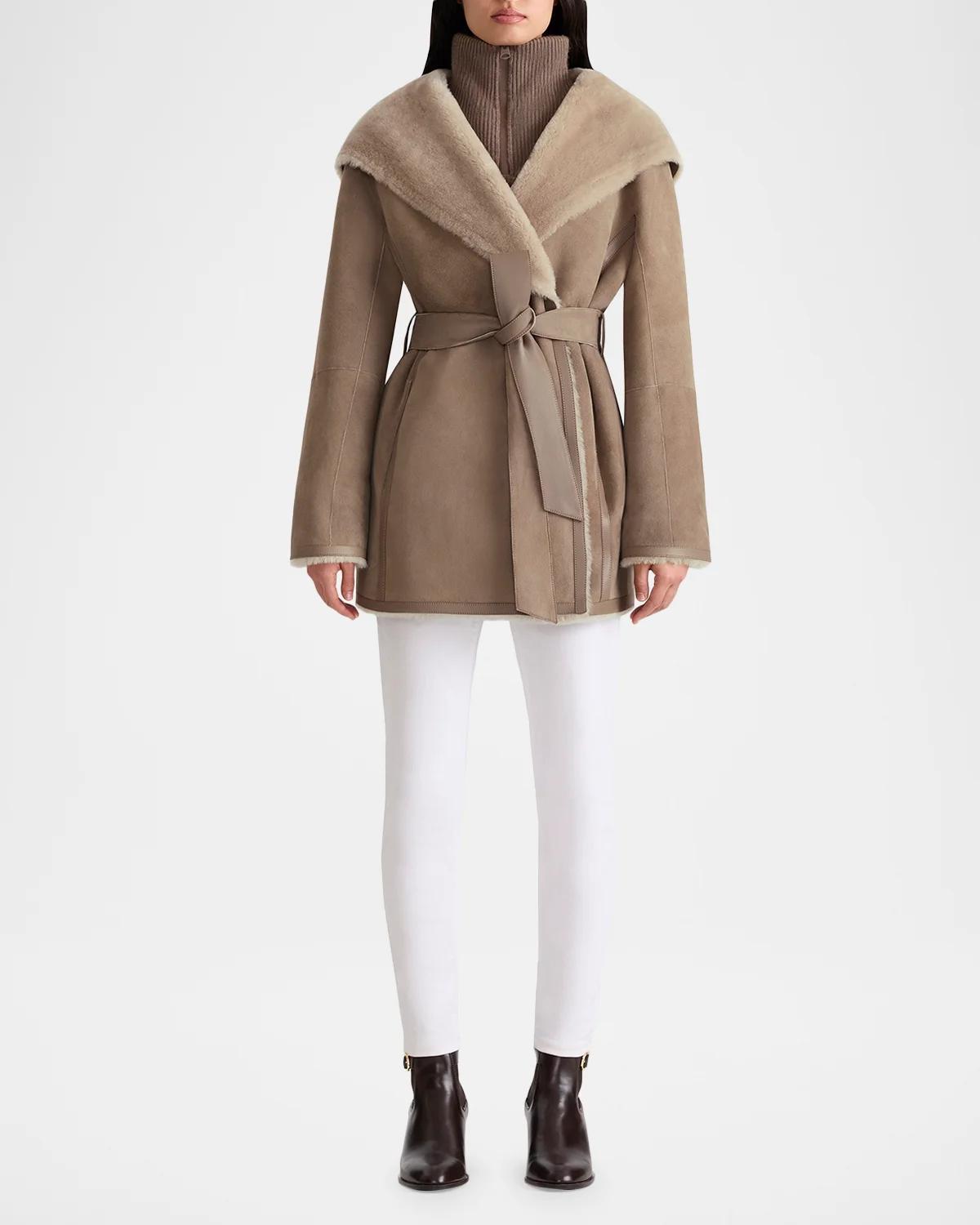 MACKAGE 발렌시아 스웨이드 시어링 리버서블 랩 코트