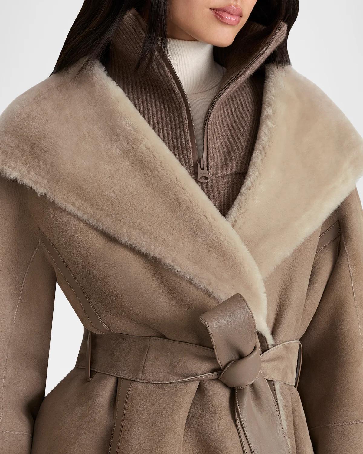 MACKAGE 발렌시아 스웨이드 시어링 리버서블 랩 코트