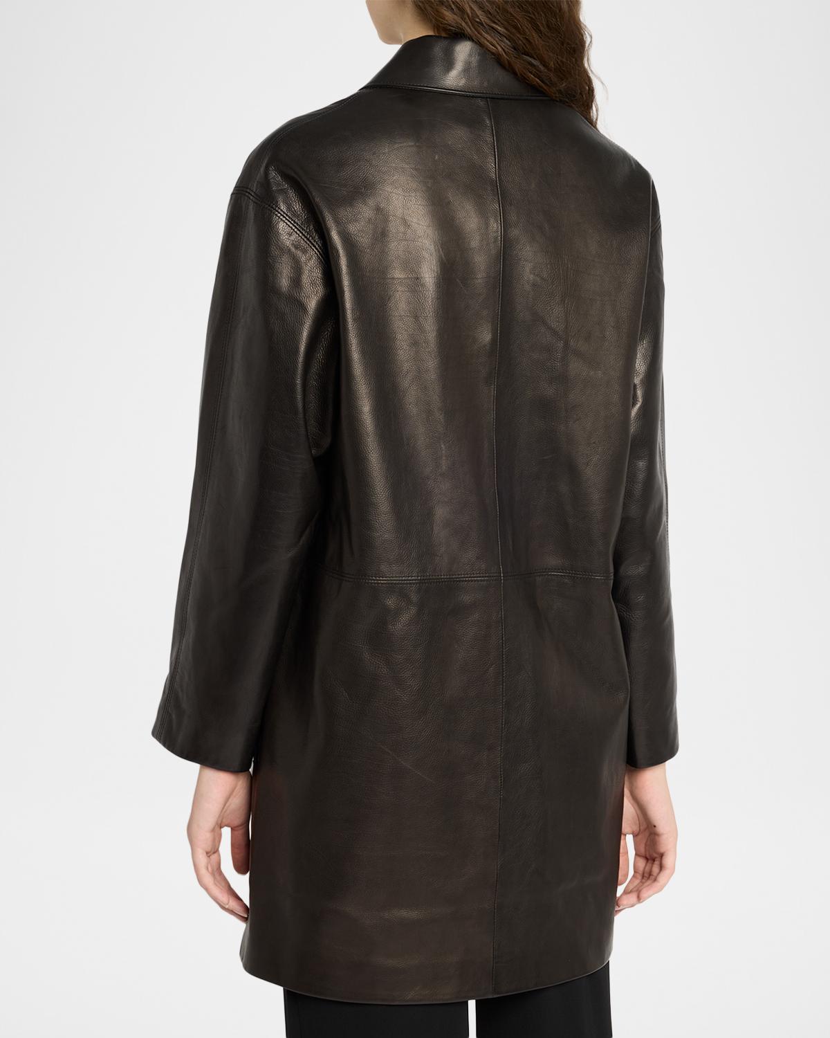 Donata Leather Single-Breasted Coat - thumbnail 3