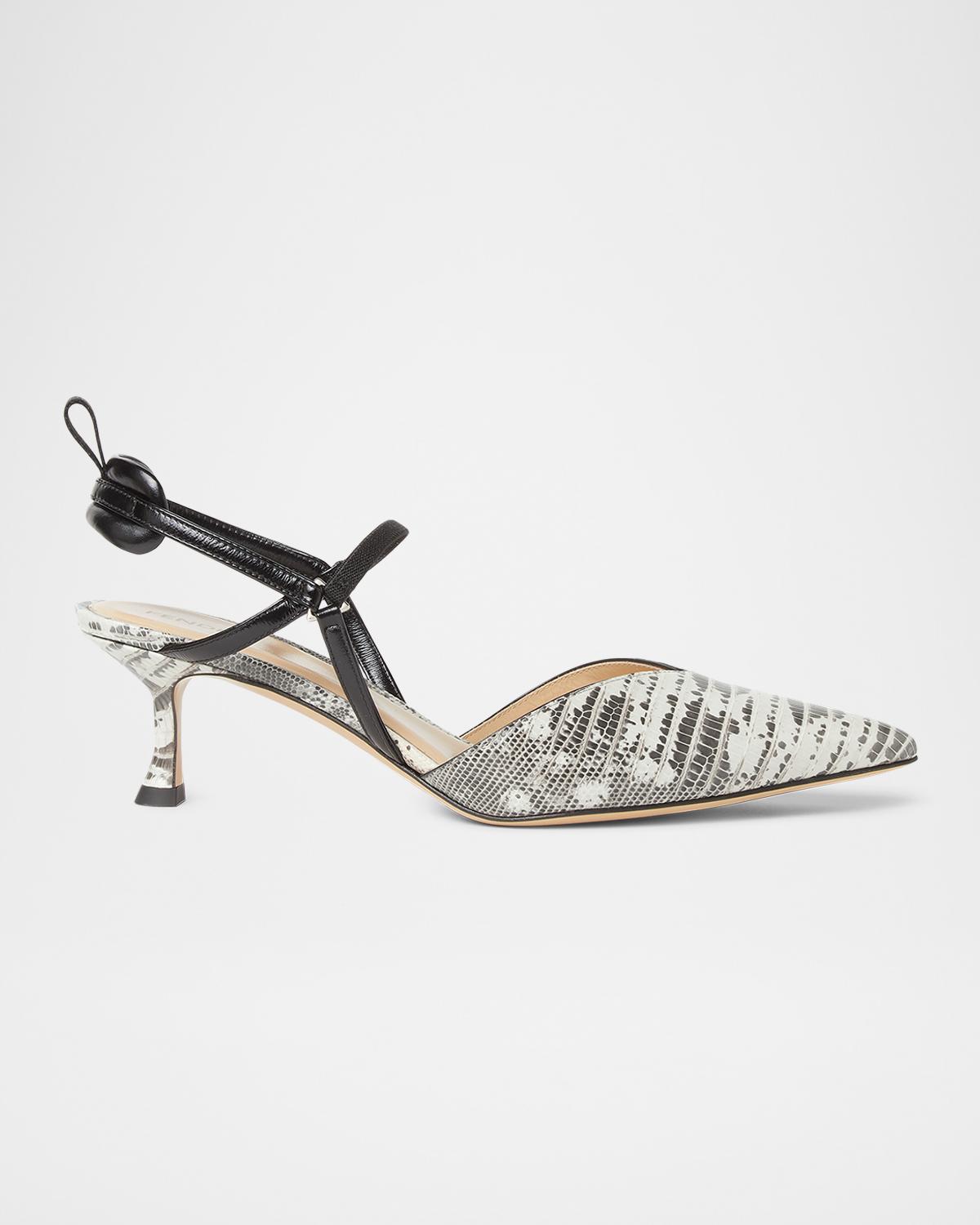 Fendi Very Colibri 55MM Snake-Embossed Slingback Pumps | Neiman Marcus