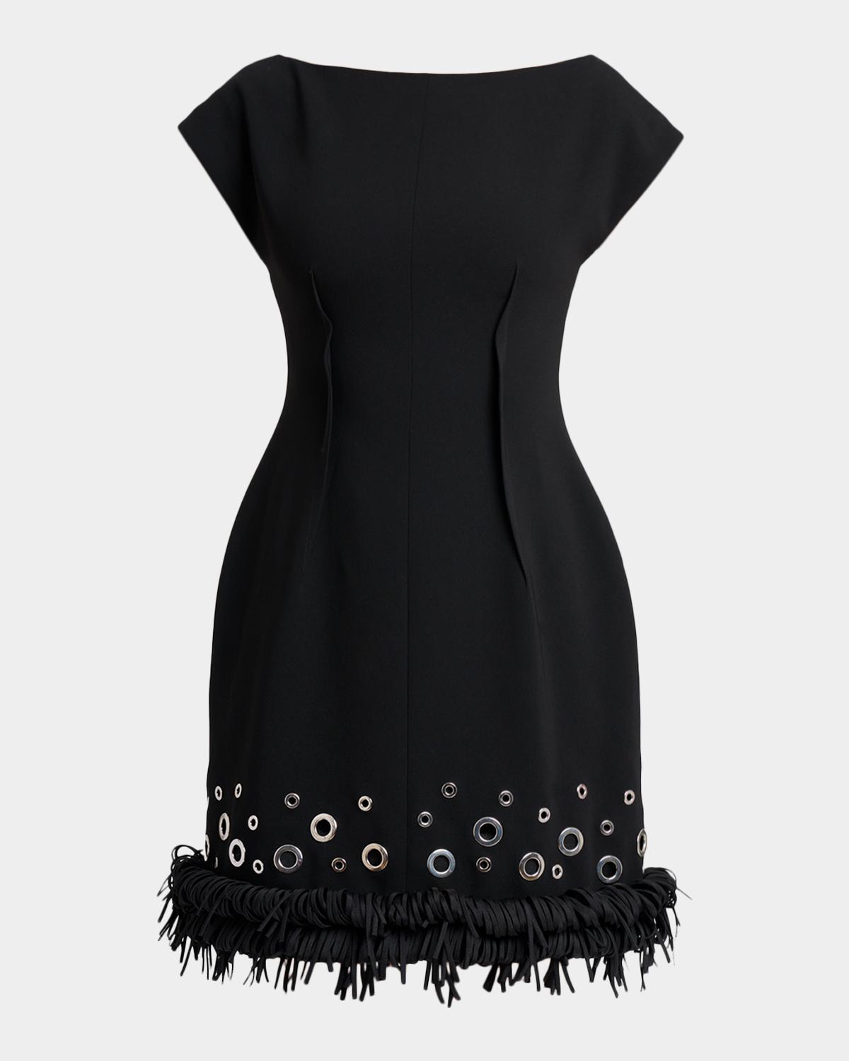 Grazziela Grommet Embellished Fringed Mini Dress