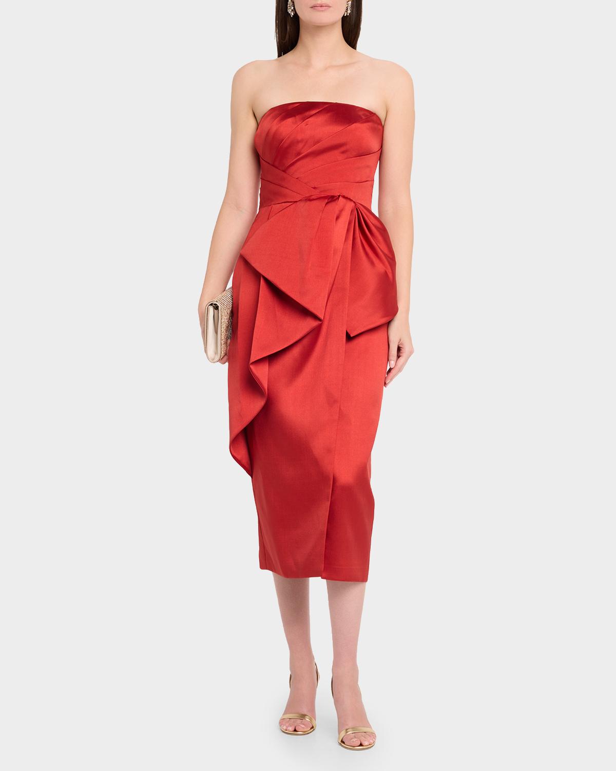 Dorothea Draped Strapless Midi Dress - thumbnail 2