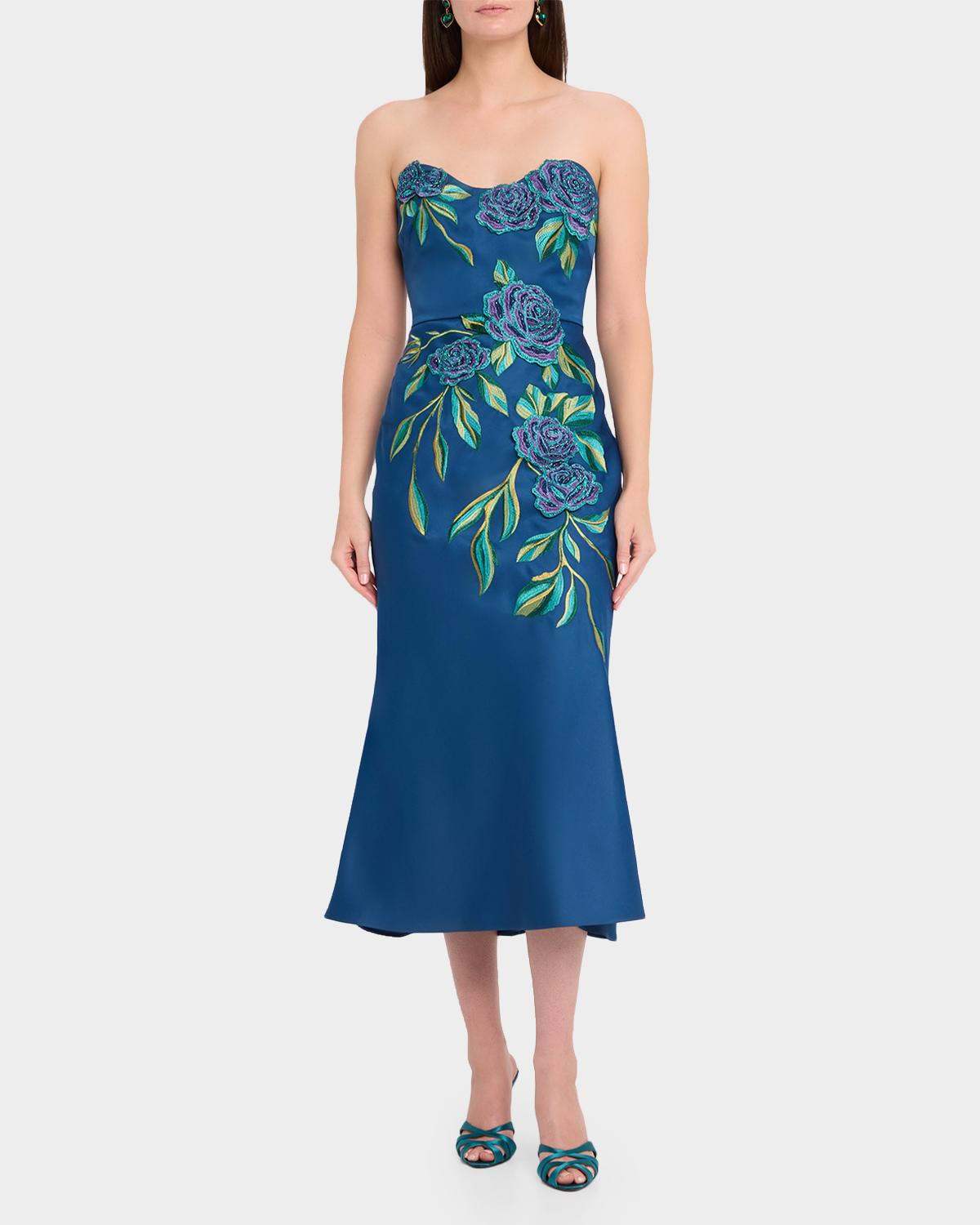 Emmeline Embroidered Strapless Midi Dress - thumbnail 2
