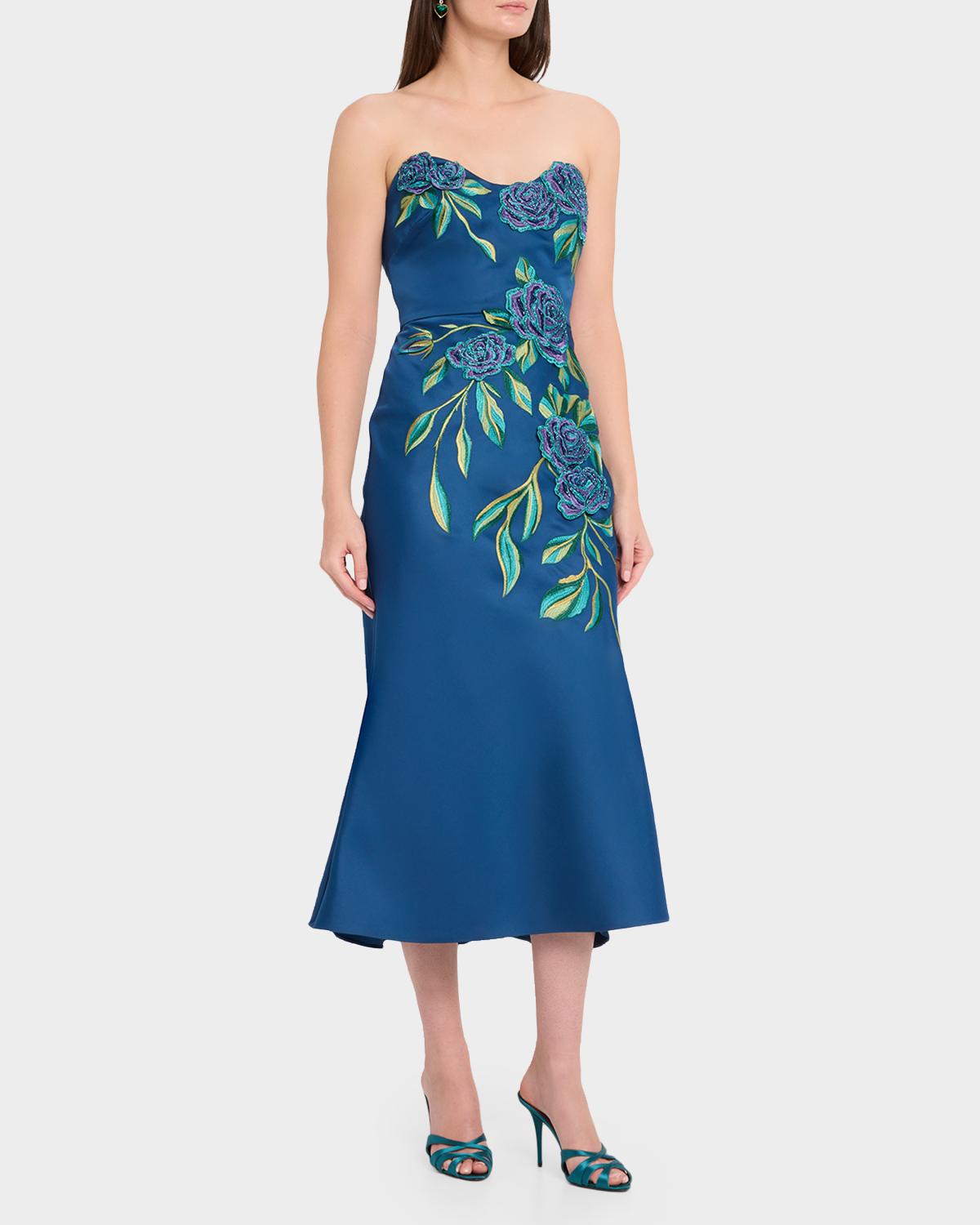 Emmeline Embroidered Strapless Midi Dress - thumbnail 4