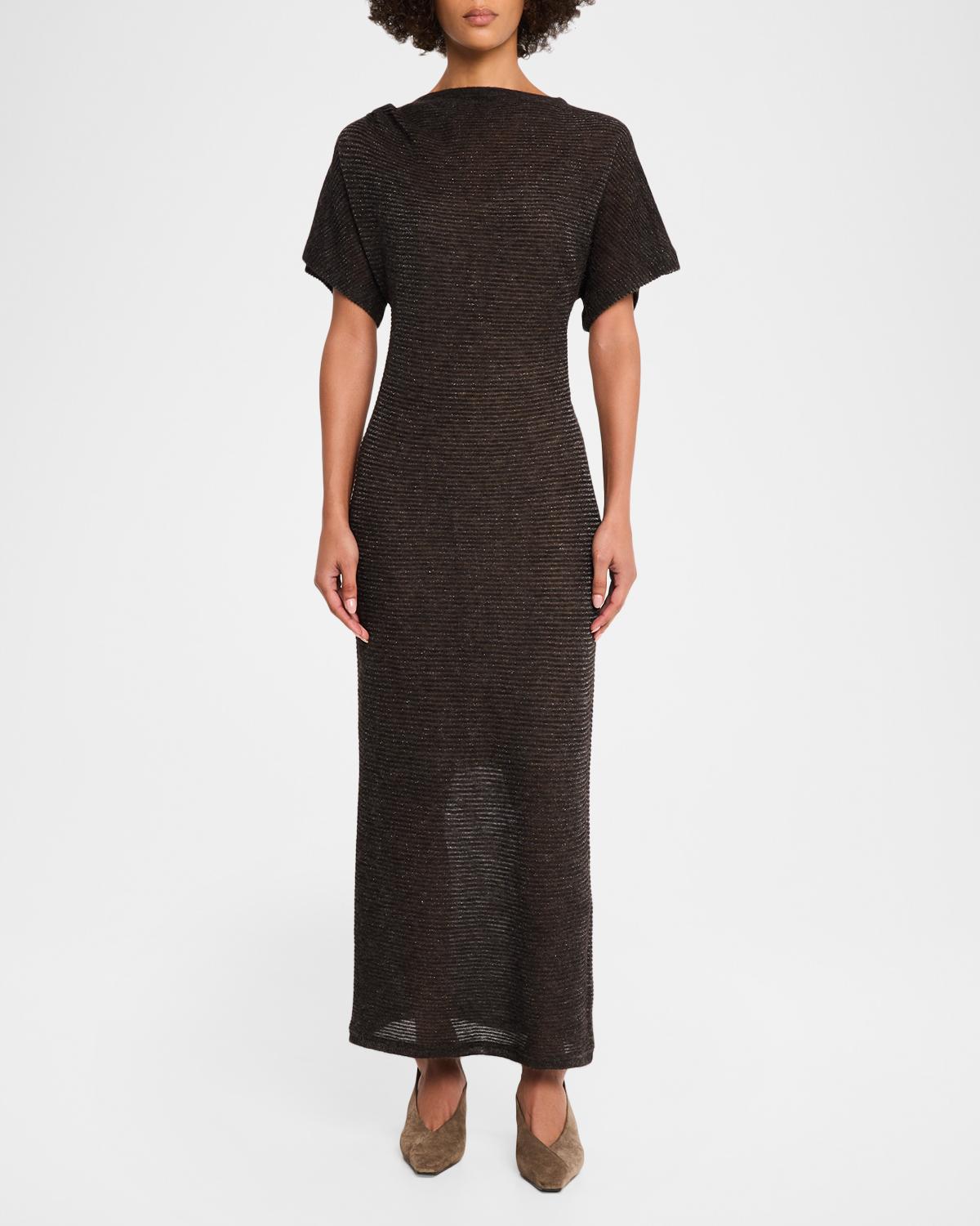 Silk Alpaca Knit Short-Sleeve Column Dress - thumbnail 2