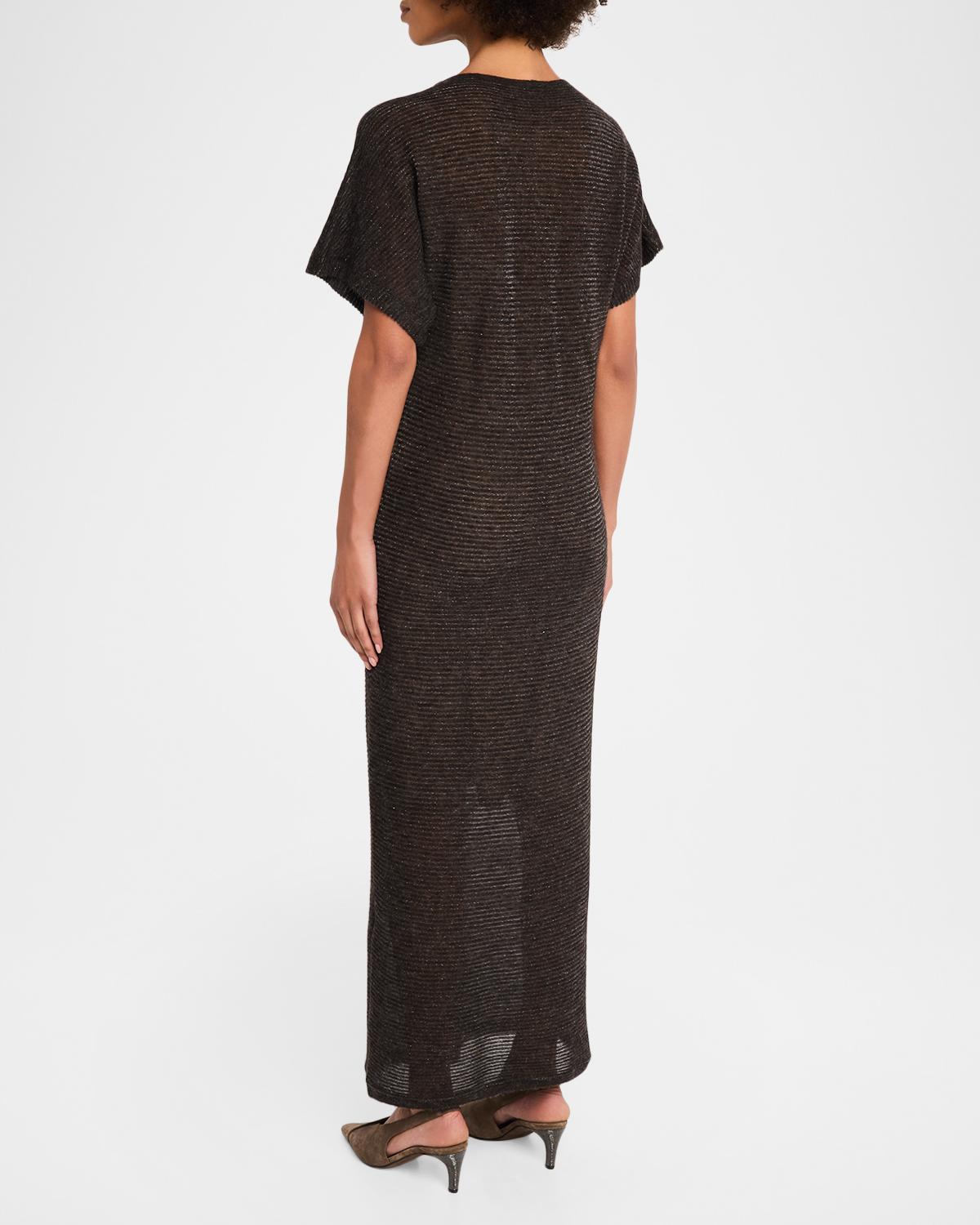 Silk Alpaca Knit Short-Sleeve Column Dress - thumbnail 3