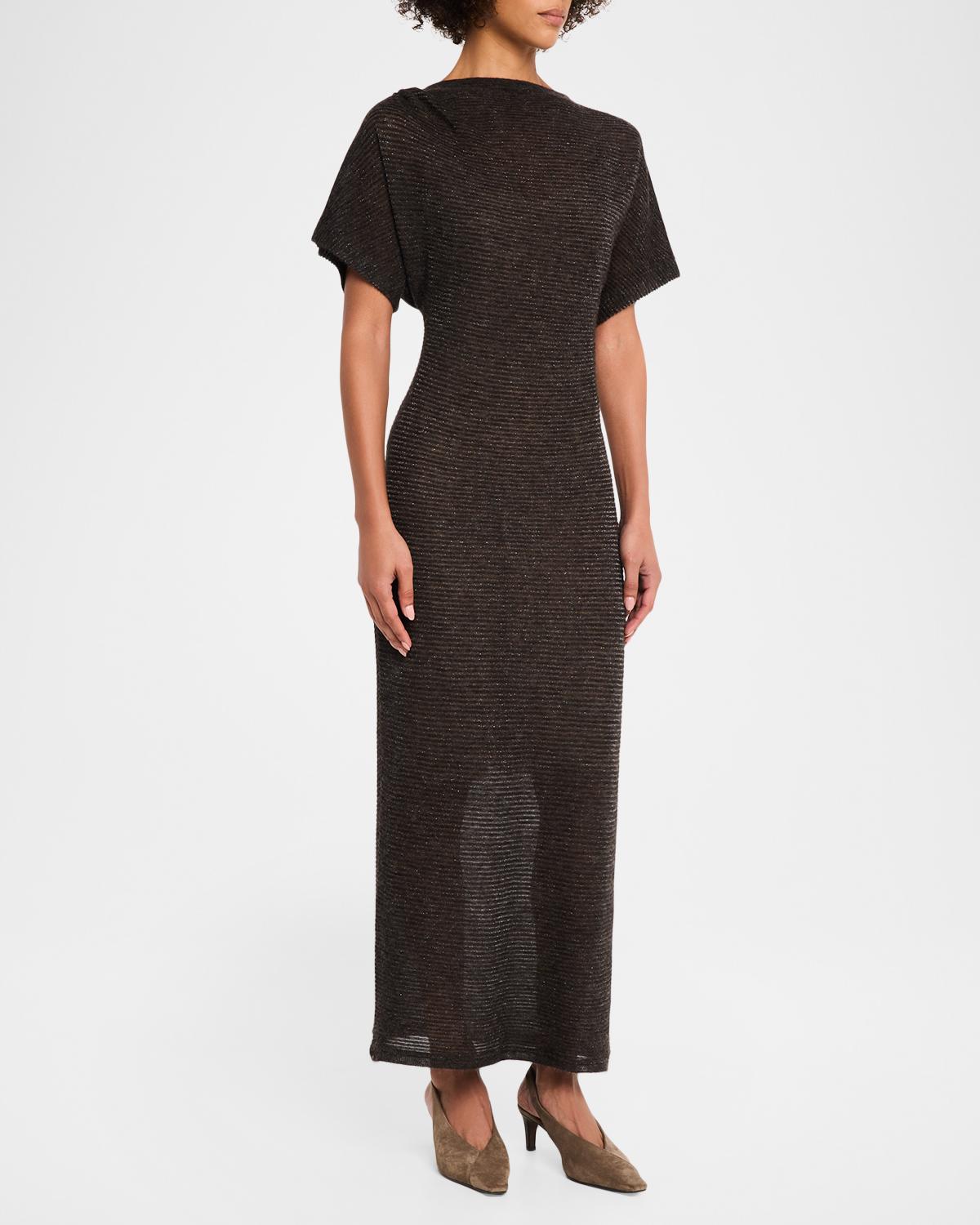 Silk Alpaca Knit Short-Sleeve Column Dress - thumbnail 4
