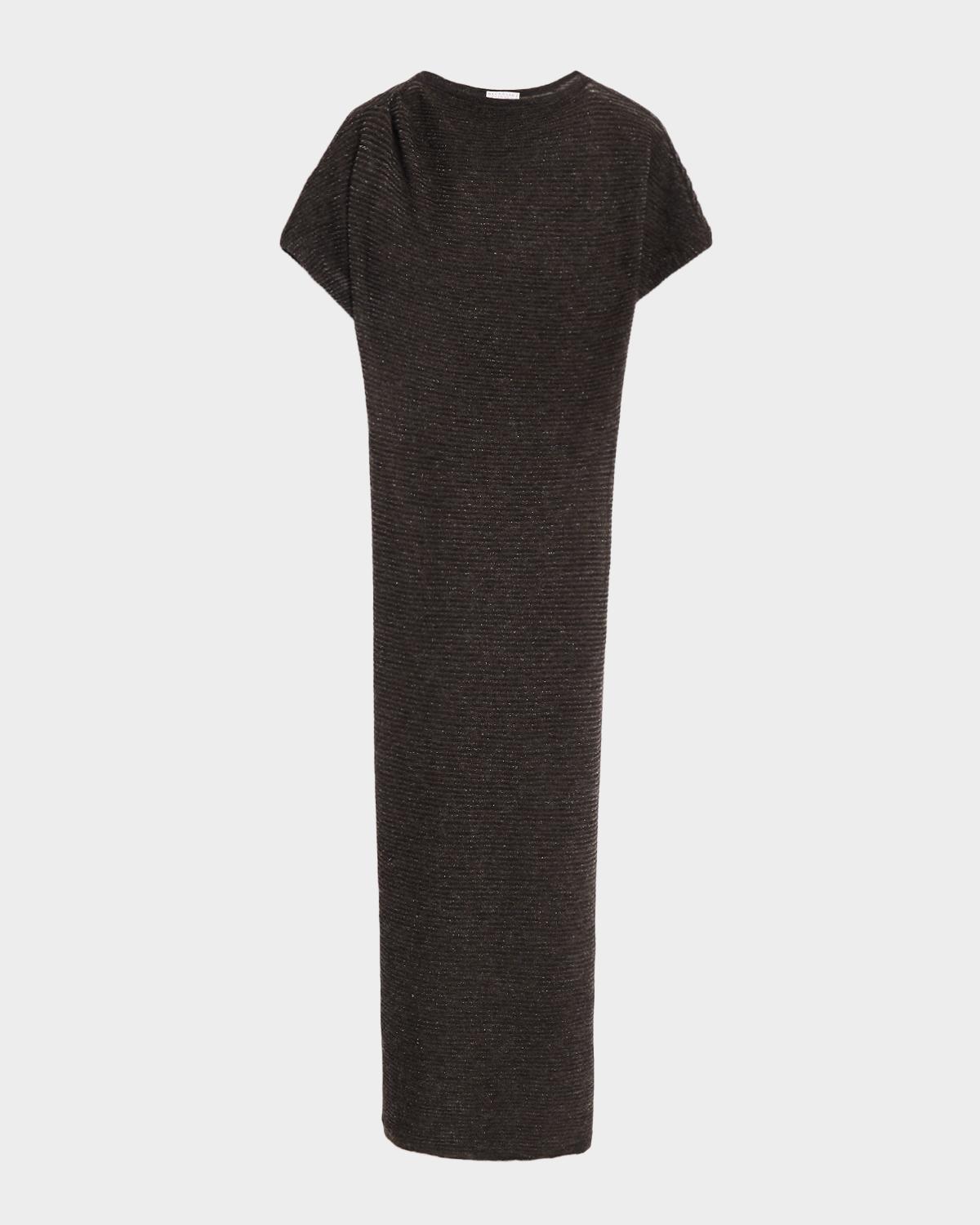 Silk Alpaca Knit Short-Sleeve Column Dress