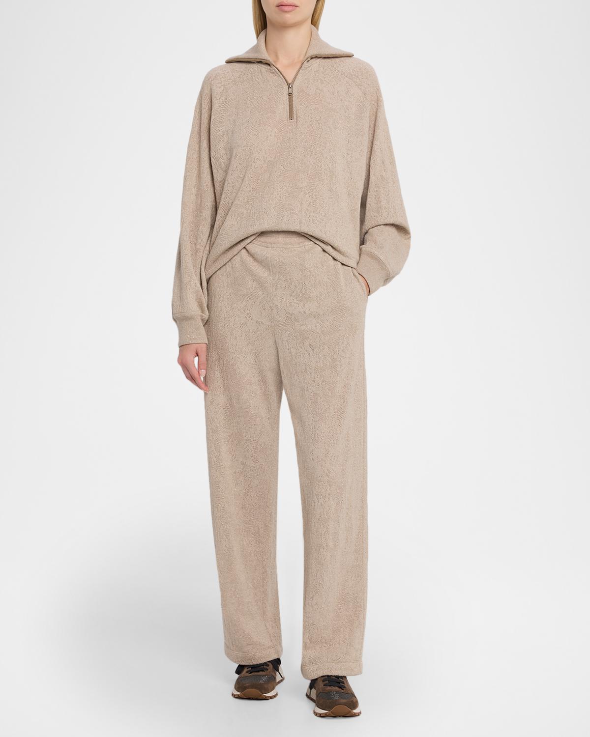 Jersey Lace Pointelle Knit Pants - thumbnail 2