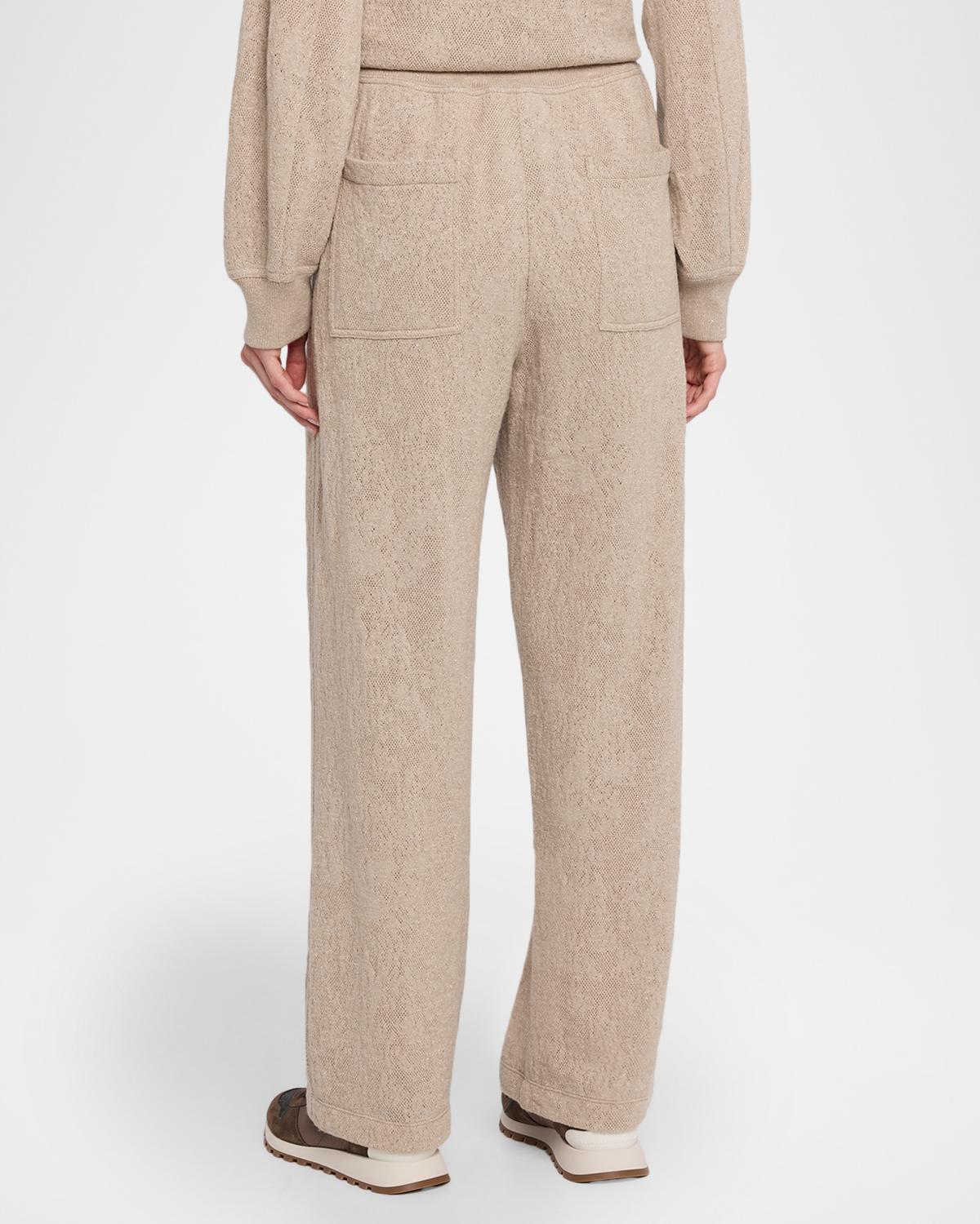 Jersey Lace Pointelle Knit Pants - thumbnail 3