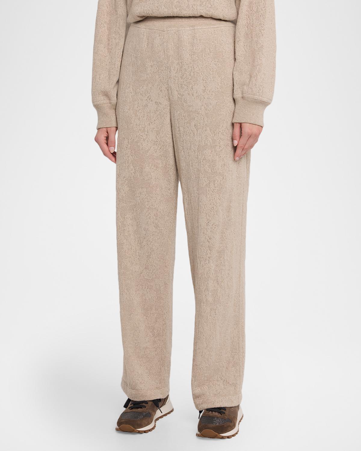 Jersey Lace Pointelle Knit Pants - thumbnail 4