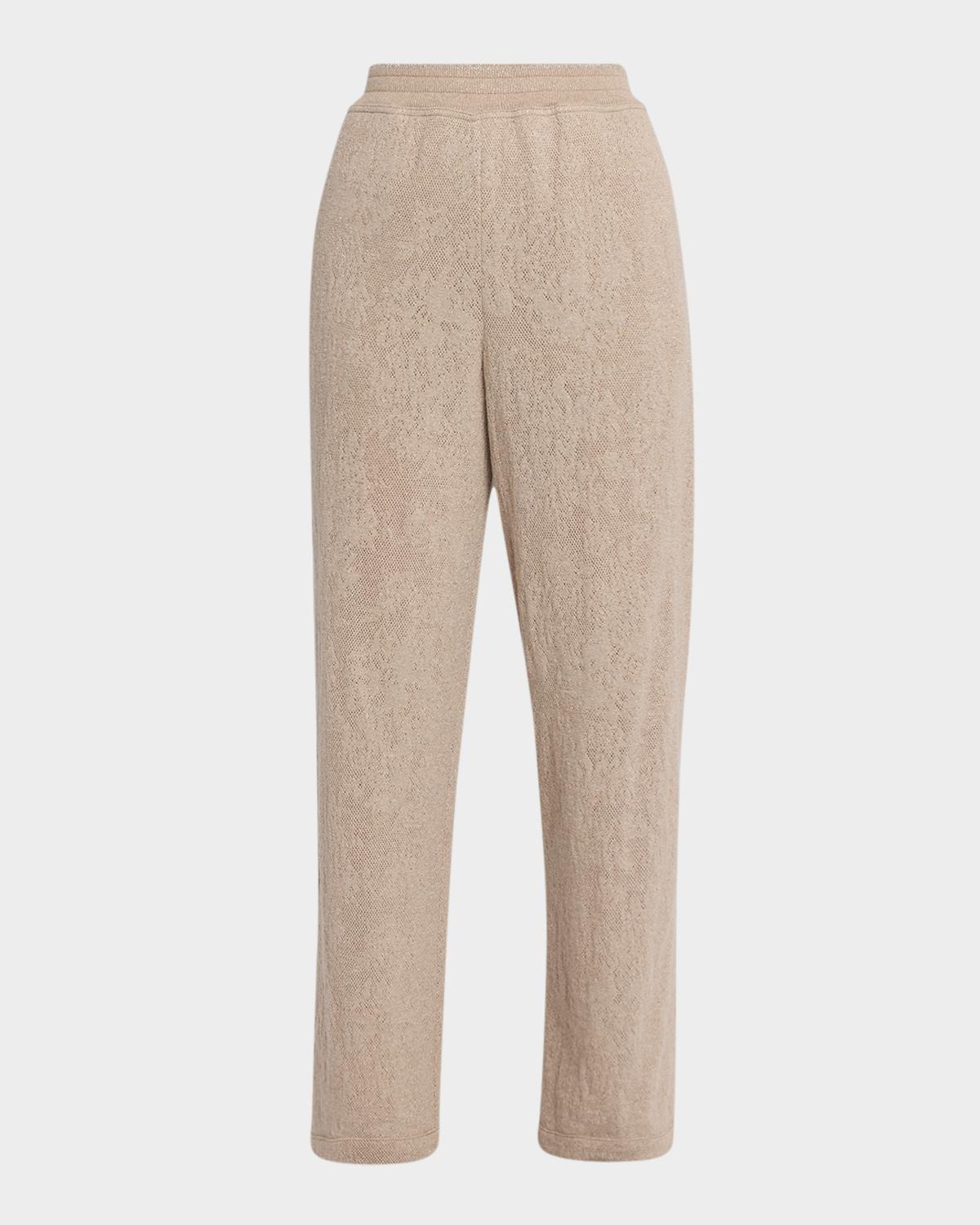 Jersey Lace Pointelle Knit Pants