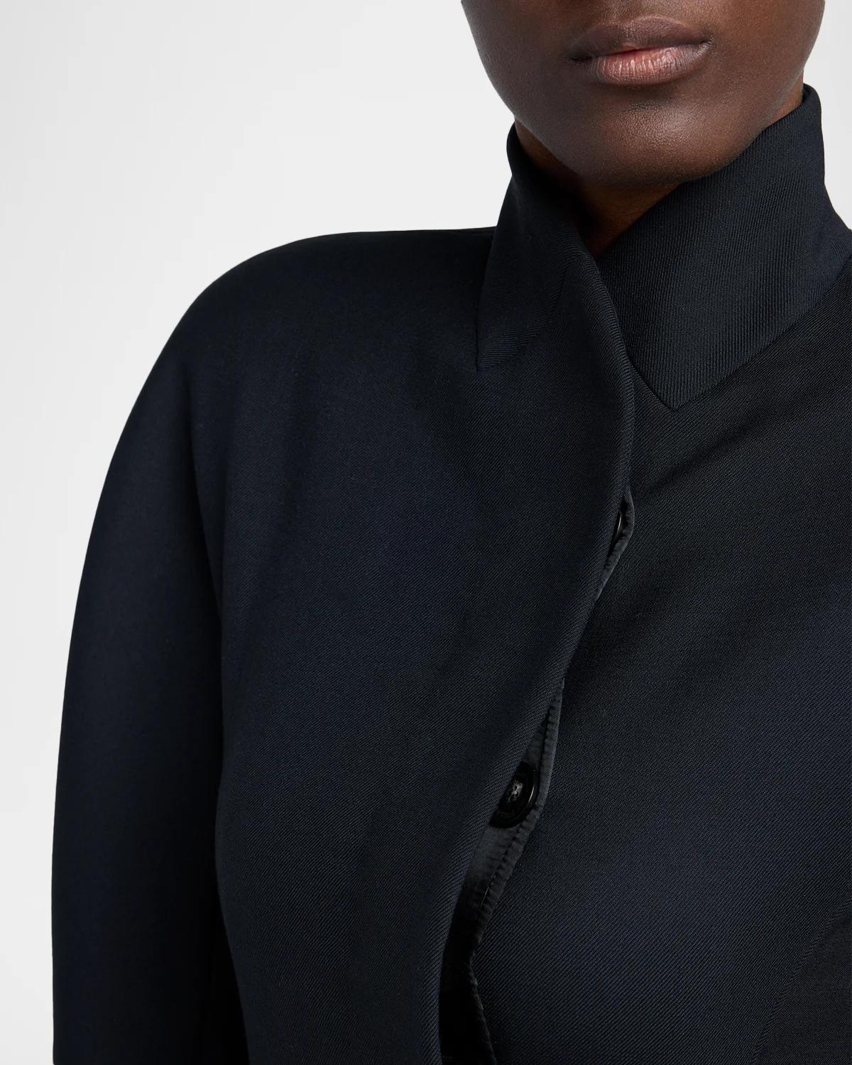 Faux-Fur Trim Wool Peplum Jacket - thumbnail 5