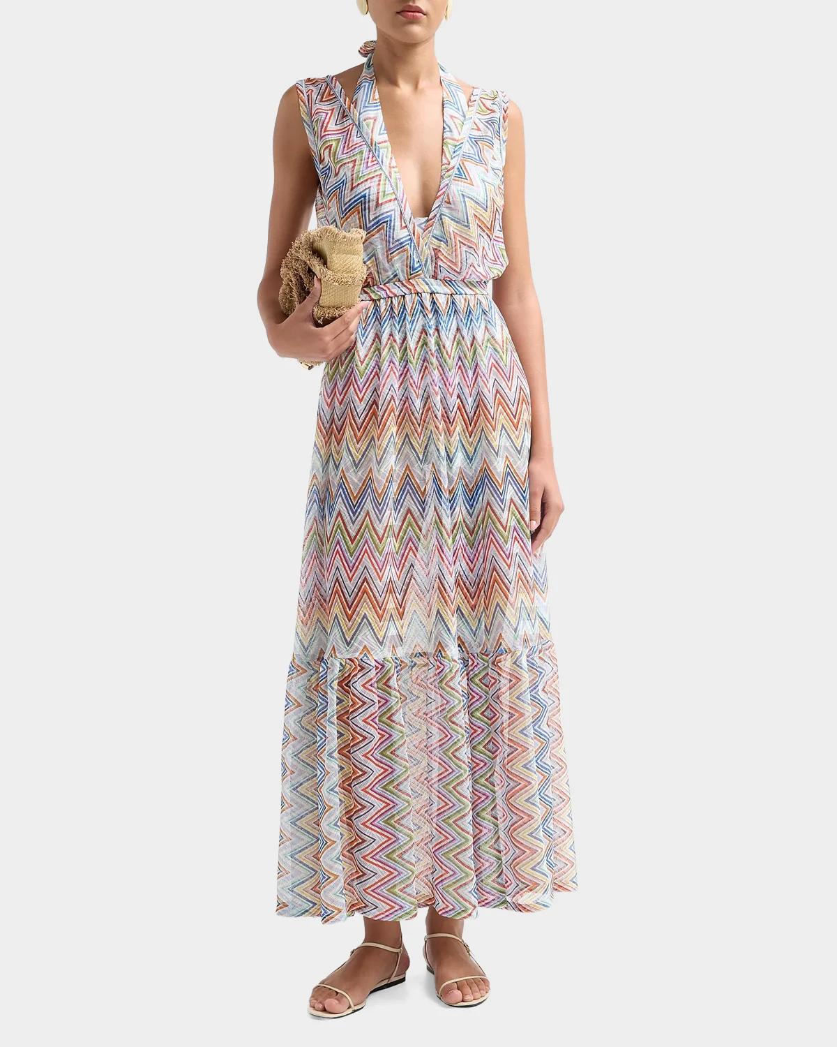 Long Zig Zag Tulle Dress Coverup - thumbnail 2