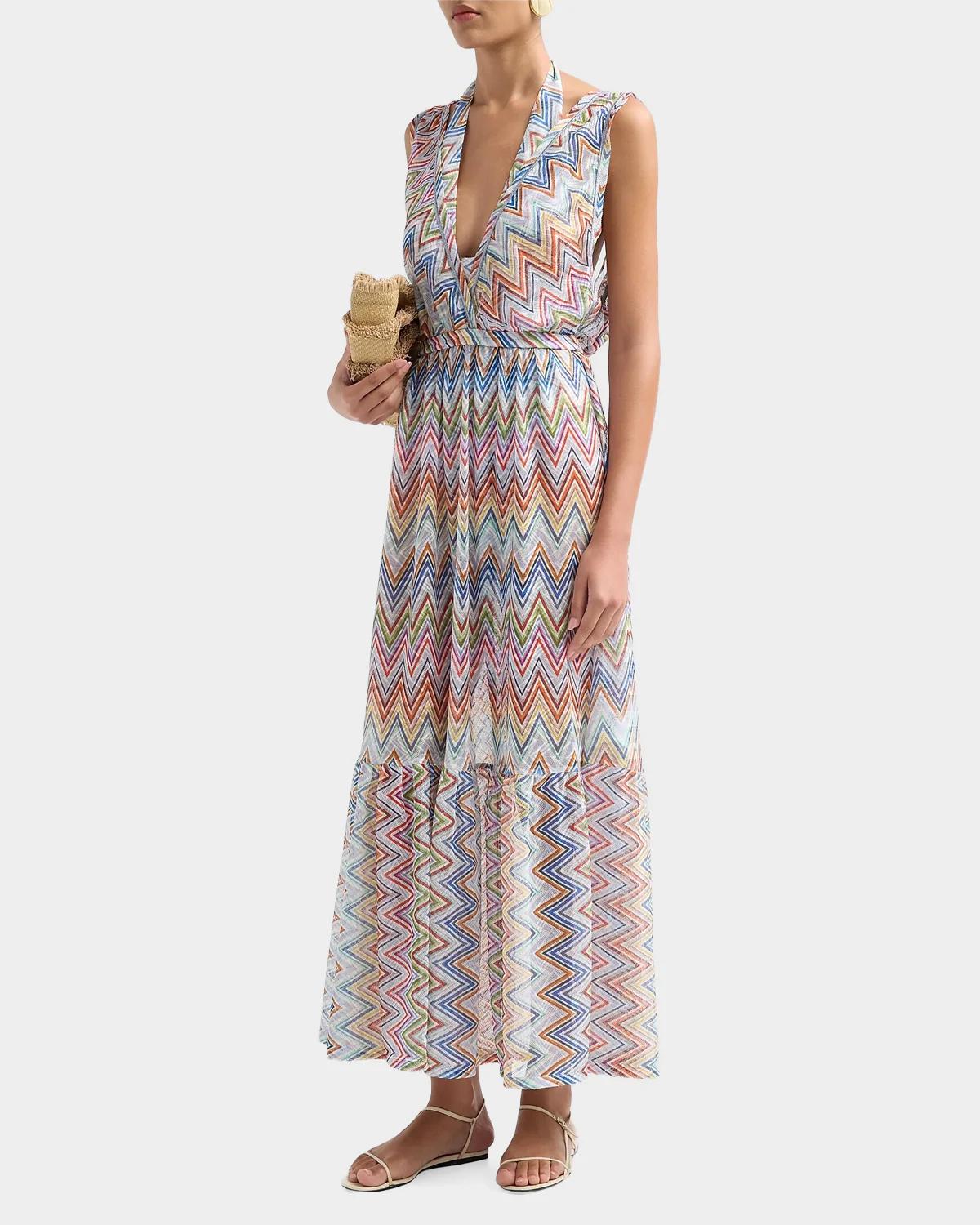 Long Zig Zag Tulle Dress Coverup - thumbnail 4
