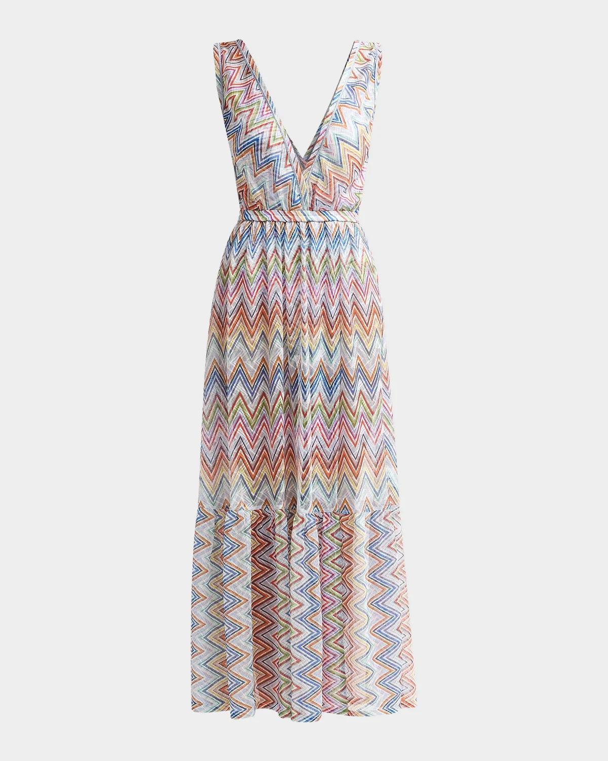 Long Zig Zag Tulle Dress Coverup