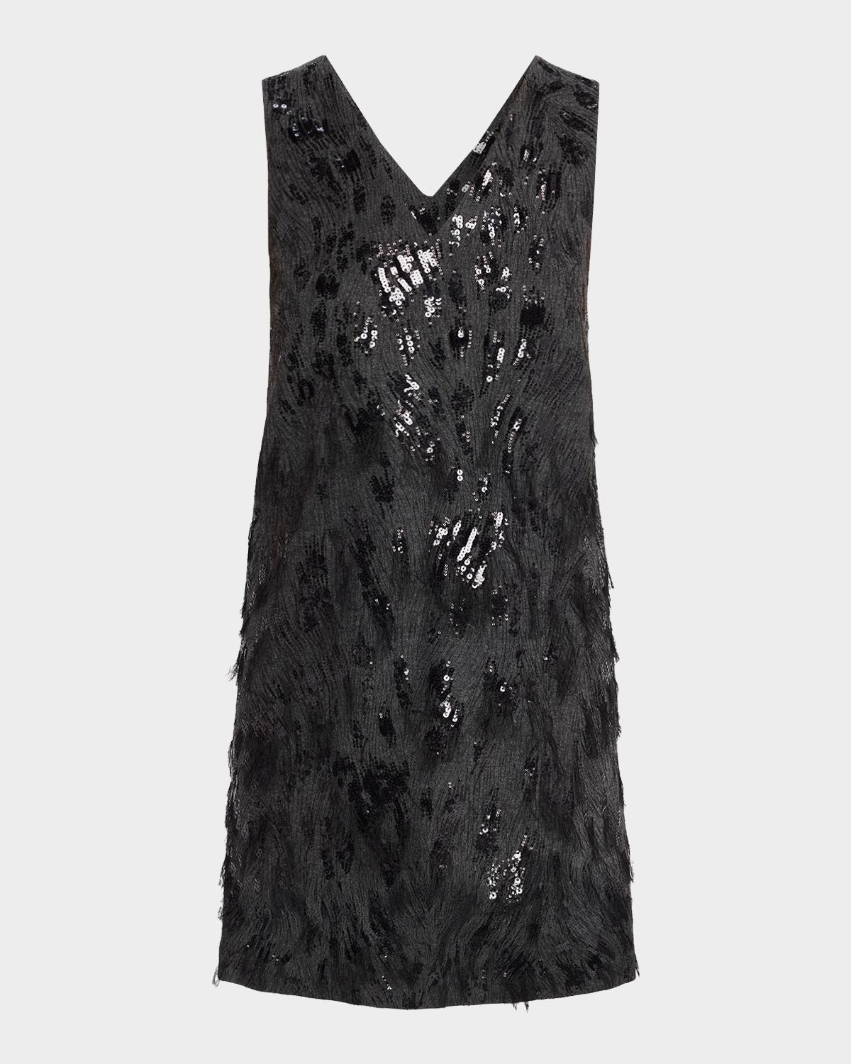 Animalier Sequin V-Neck Mini Dress