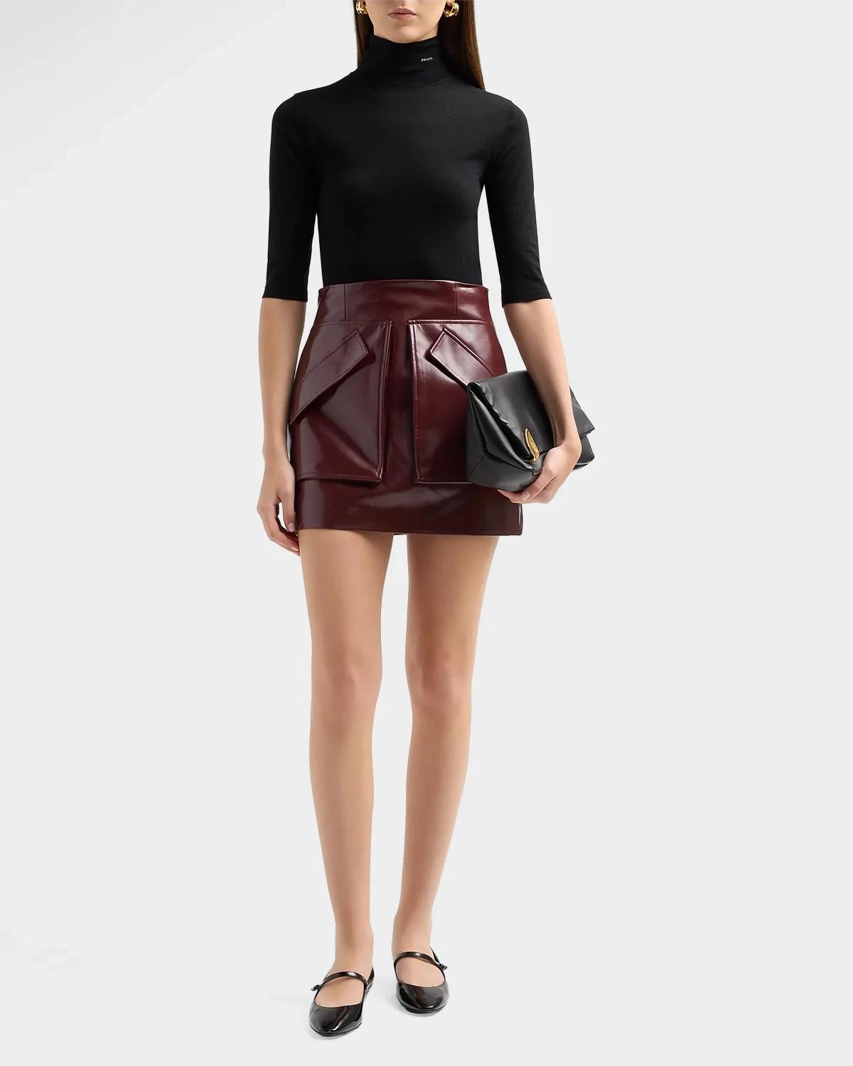 Cherry Faux Leather Mini Skirt - thumbnail 2