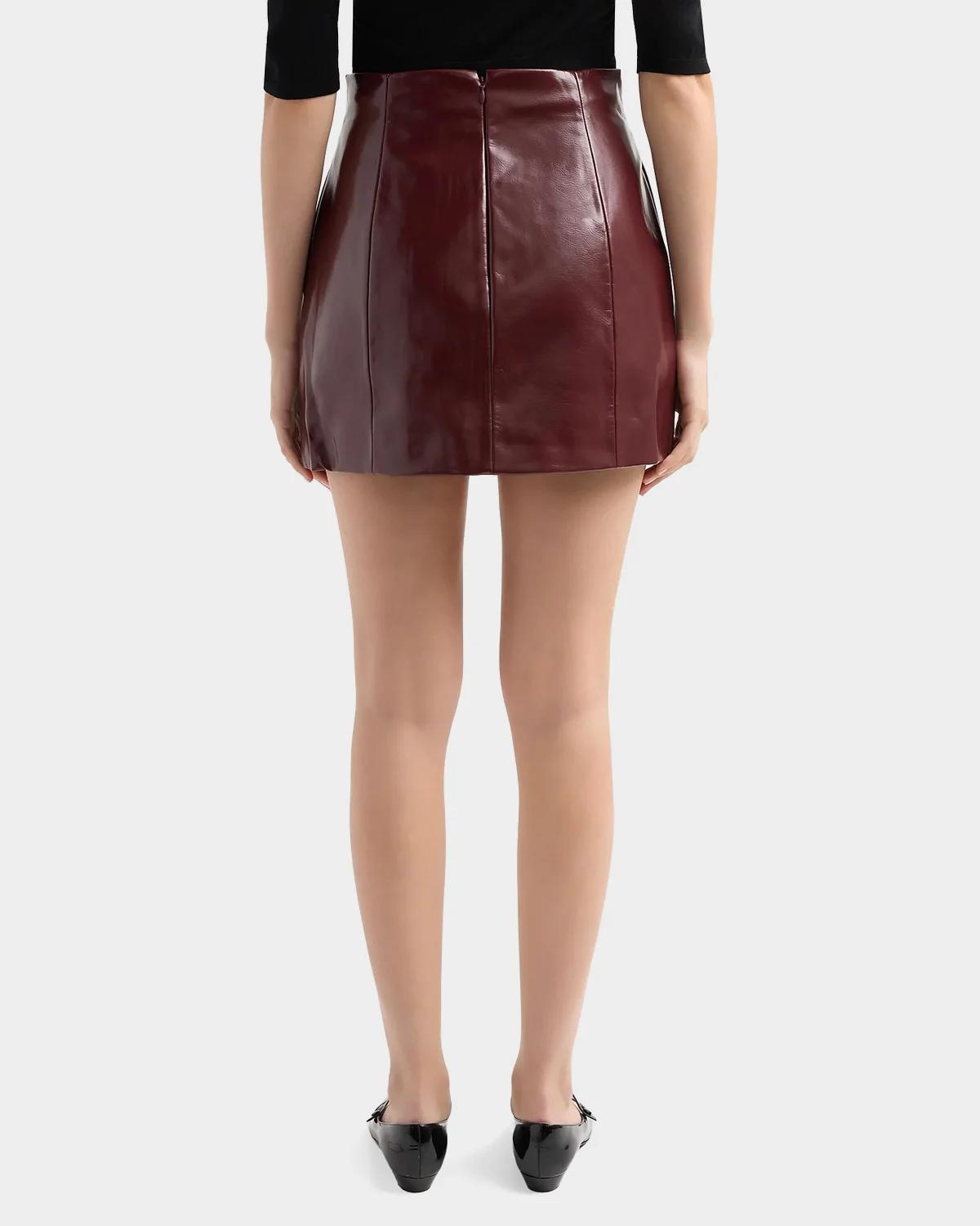 Cherry Faux Leather Mini Skirt - thumbnail 4