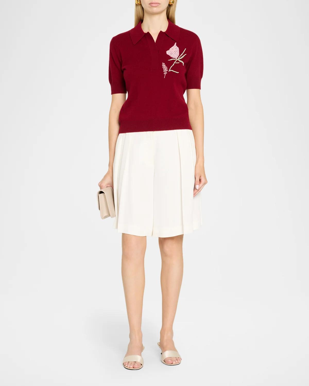 Ailey Embroidered Wool-Cashmere Polo Sweater - thumbnail 2