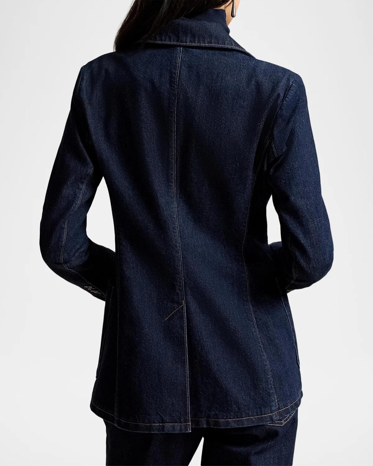 Single-Button Denim Blazer - thumbnail 3