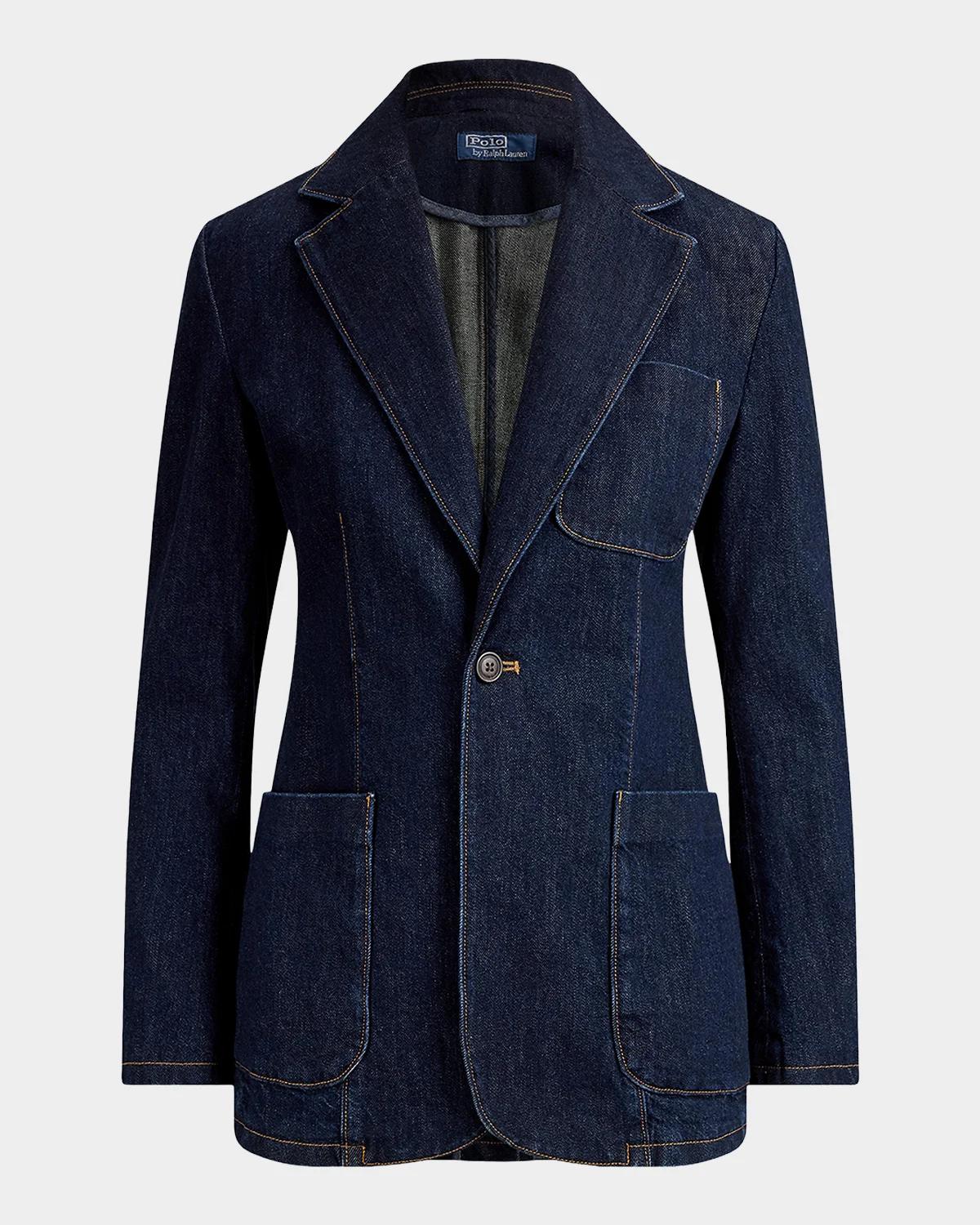 Single-Button Denim Blazer