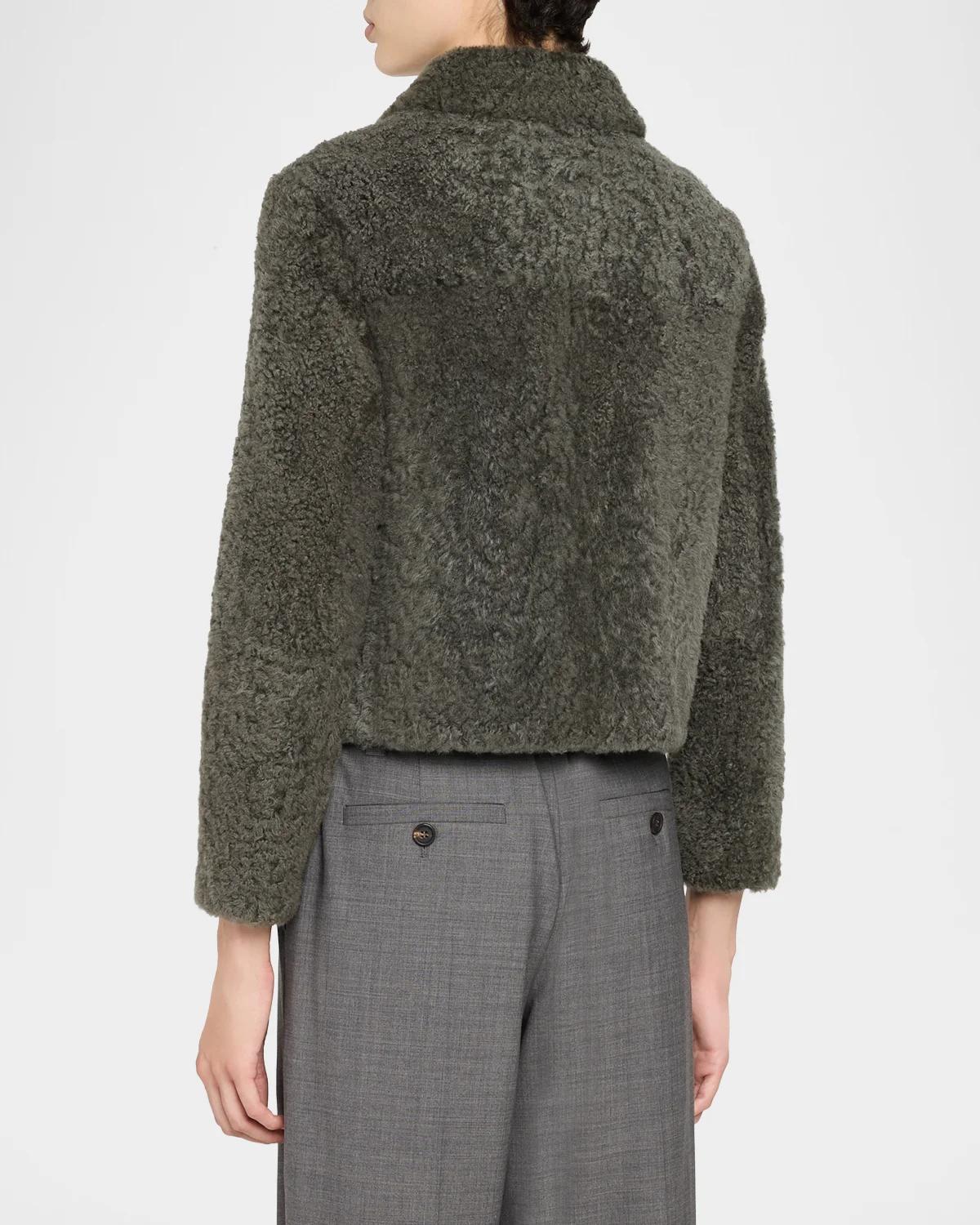 Fuzzy Soft Lamb Shearling Jacket - thumbnail 3