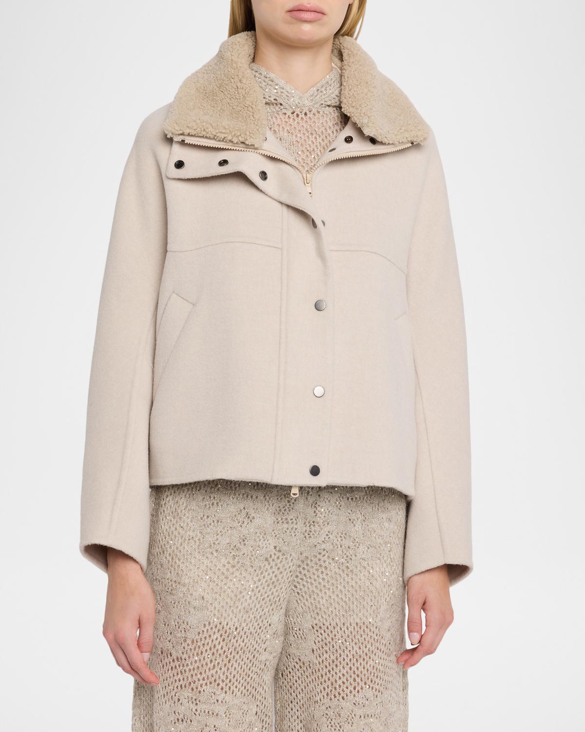 Wool-Cashmere Coat With Lamb Shearling Collar - thumbnail 4