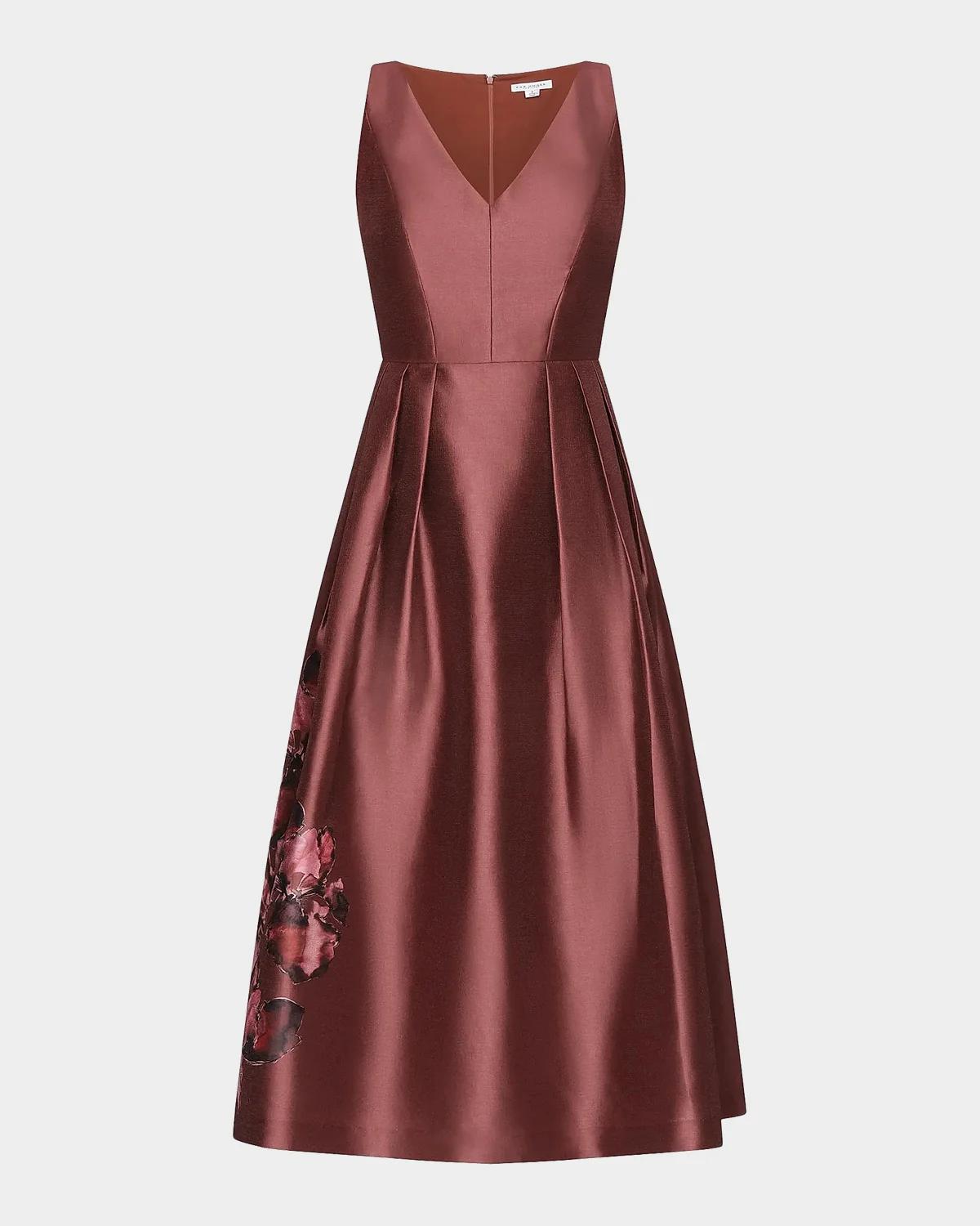 Blakely Border Print Tea-Length Cocktail Dress